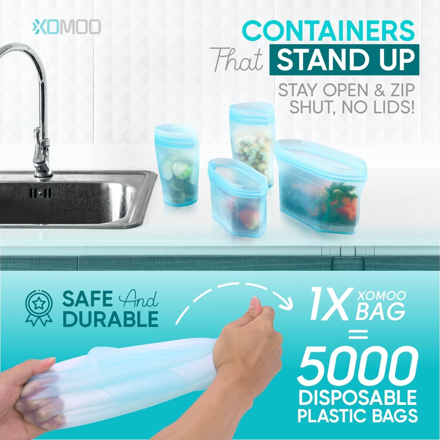 Bolsa de Silicona Reutilizable Xomoo 6 Pcs 600ml Azul