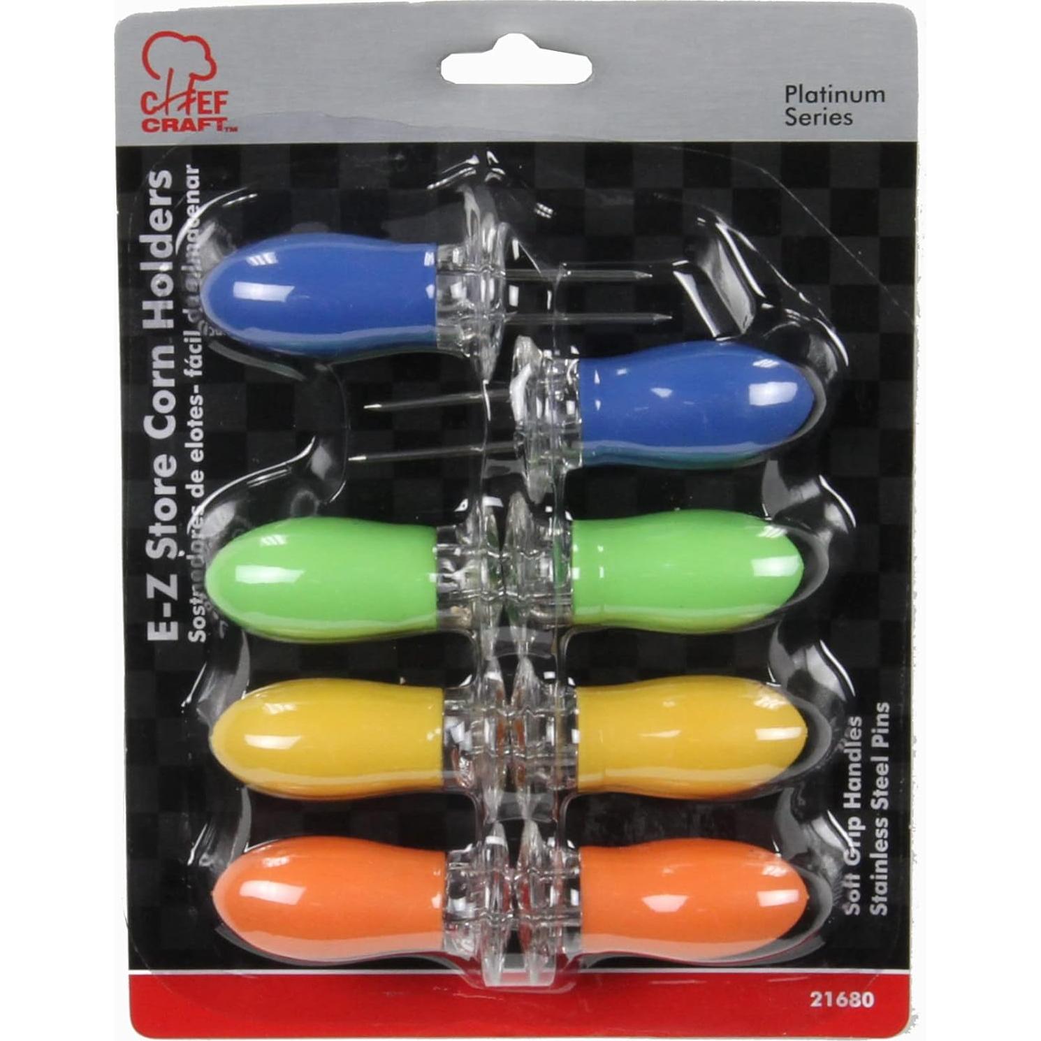 Soportes de maíz Chef Craft EZ Store, juego de 8 piezas, colores variados