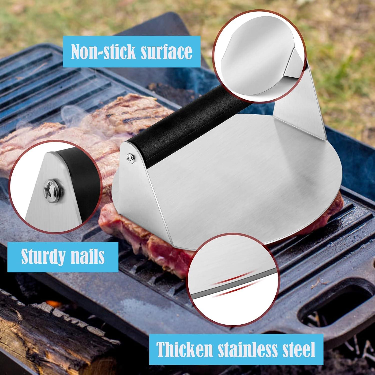 Prensa para Hamburguesas HaSteeL Acero Inoxidable 2 Pcs 17.78 cm