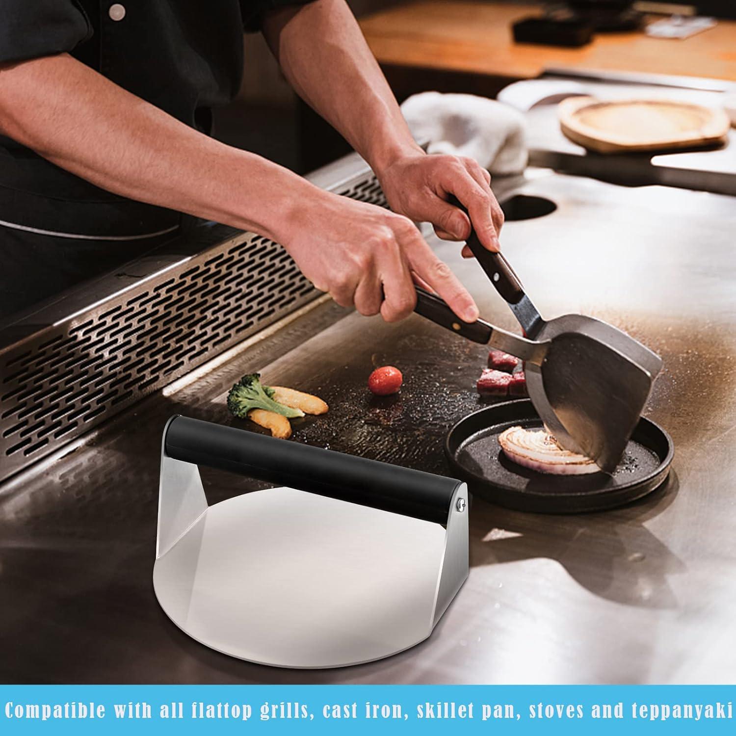 Prensa para Hamburguesas HaSteeL Acero Inoxidable 2 Pcs 17.78 cm