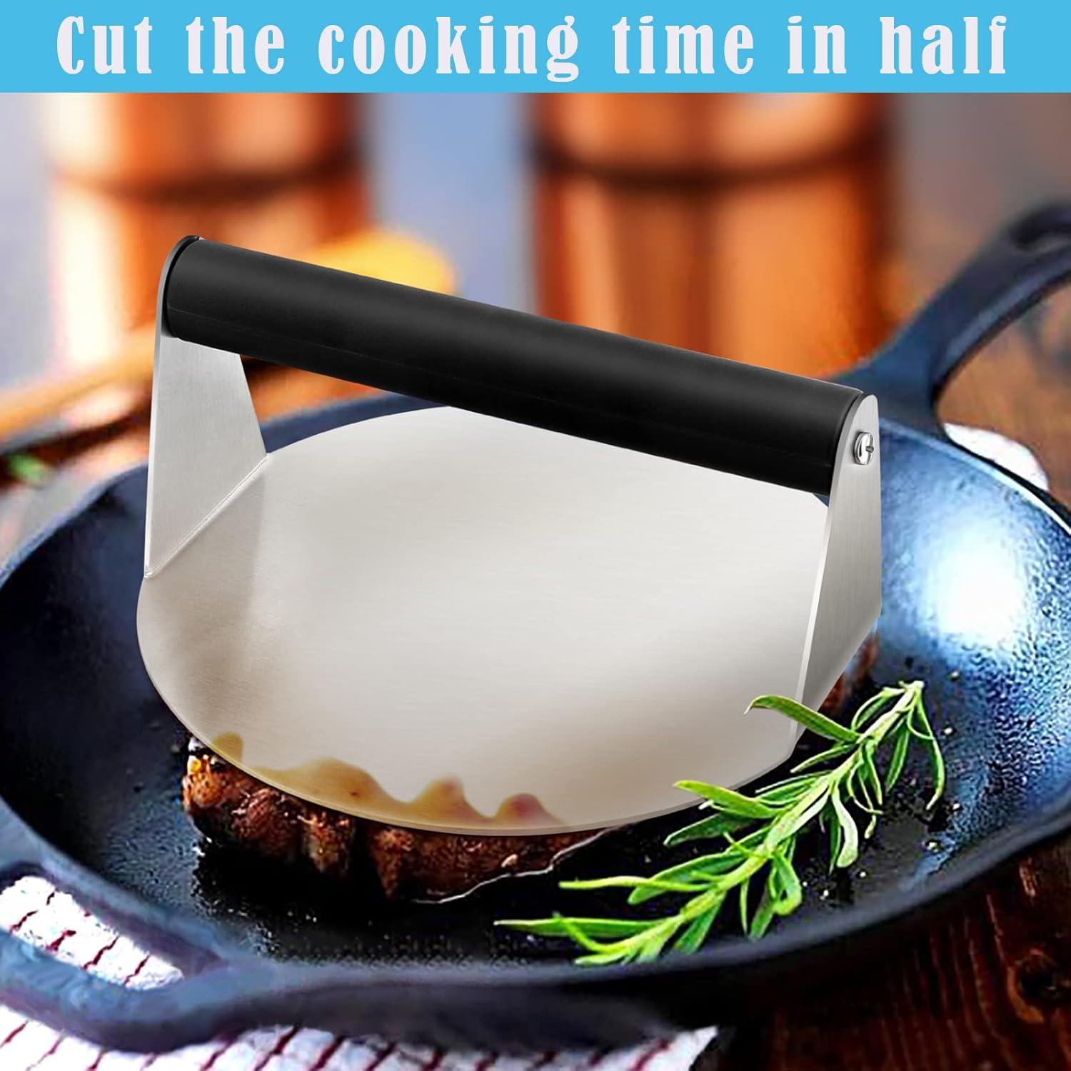 Prensa para Hamburguesas HaSteeL Acero Inoxidable 2 Pcs 17.78 cm