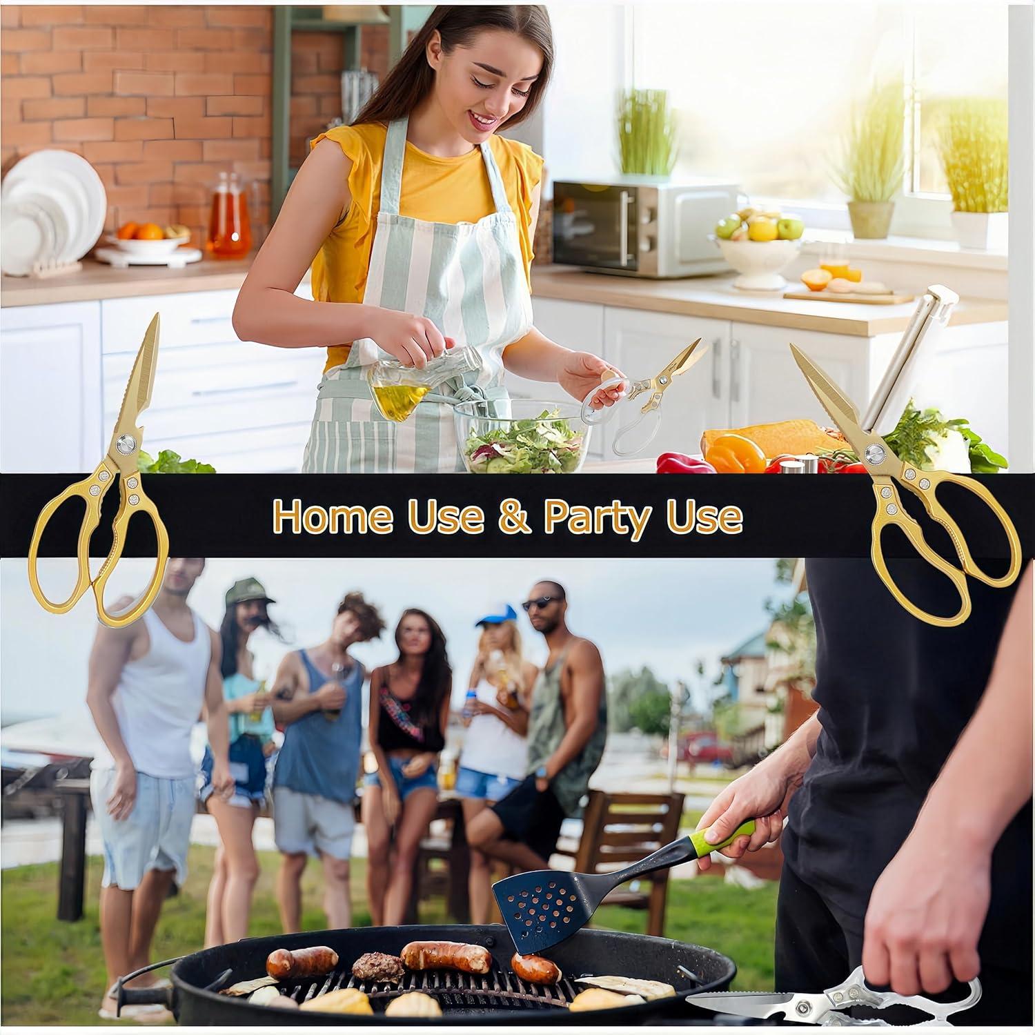 Tijeras de Cocina AWinjoy Doradas Multifuncionales 257g