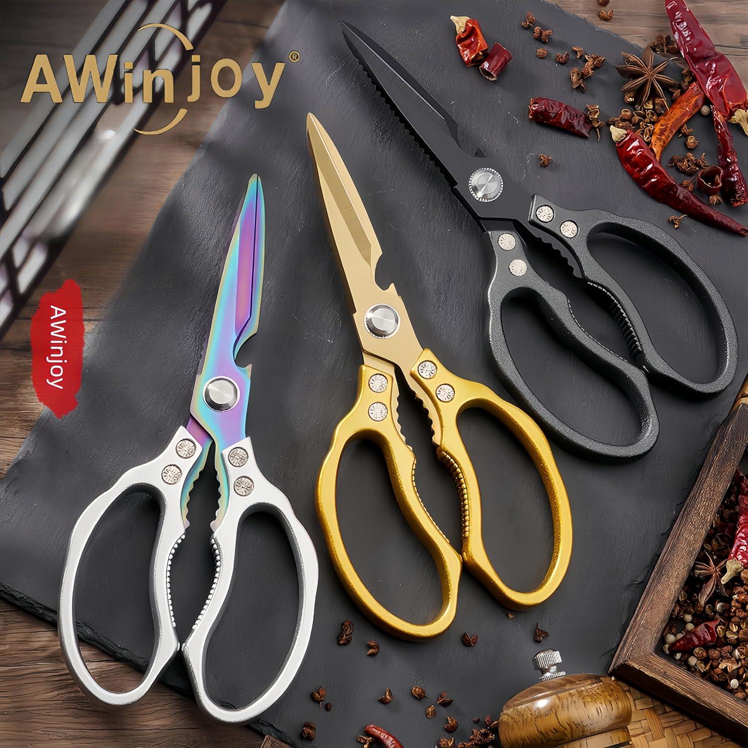 Tijeras de Cocina AWinjoy Doradas Multifuncionales 257g
