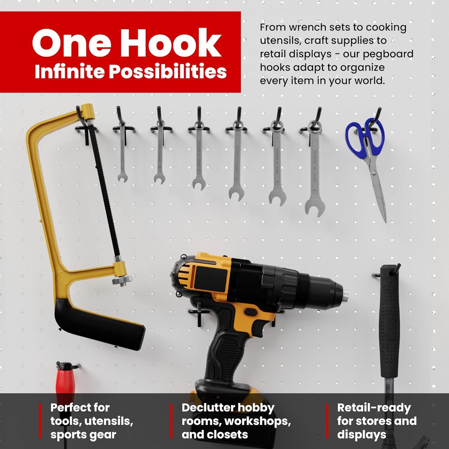 Ganchos para Tablero de Clavos FactorDuty 5.08 cm 100 Pzas Negro