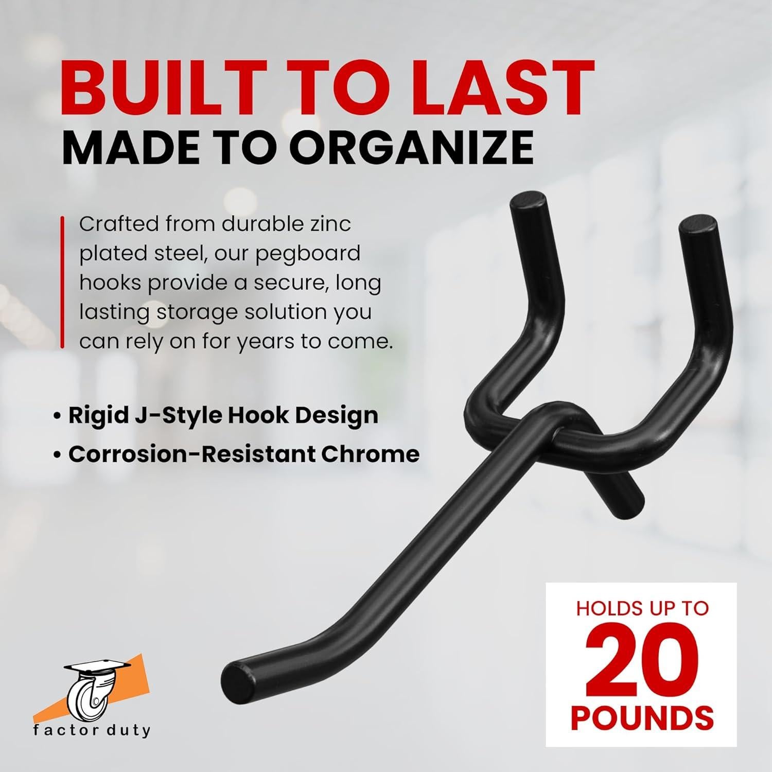 Ganchos para Tablero de Clavos FactorDuty 5.08 cm 100 Pzas Negro