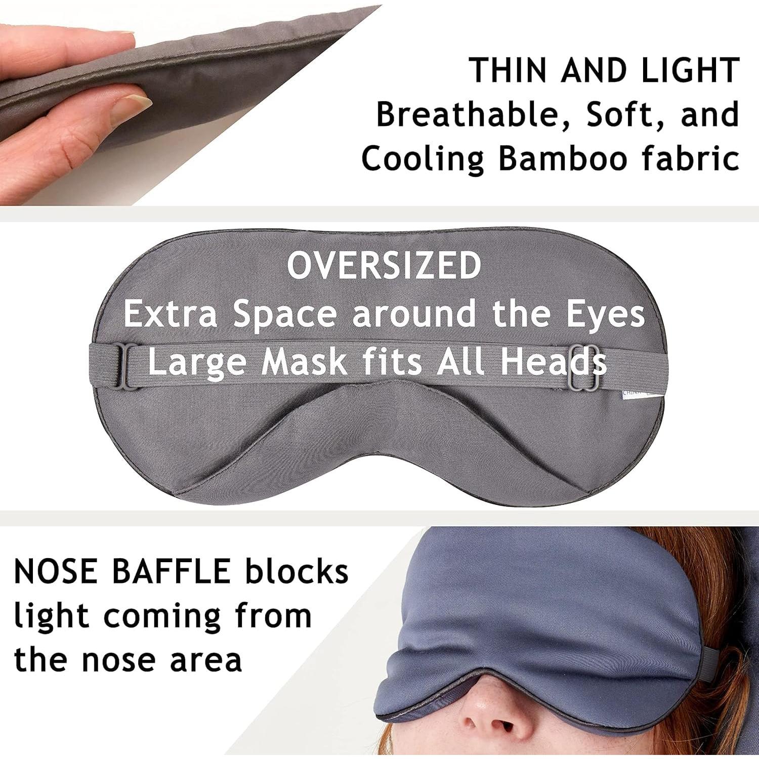 Máscara de Ojos JoMo de Viscosa de Bambú Gris Oscuro 1 Unidad