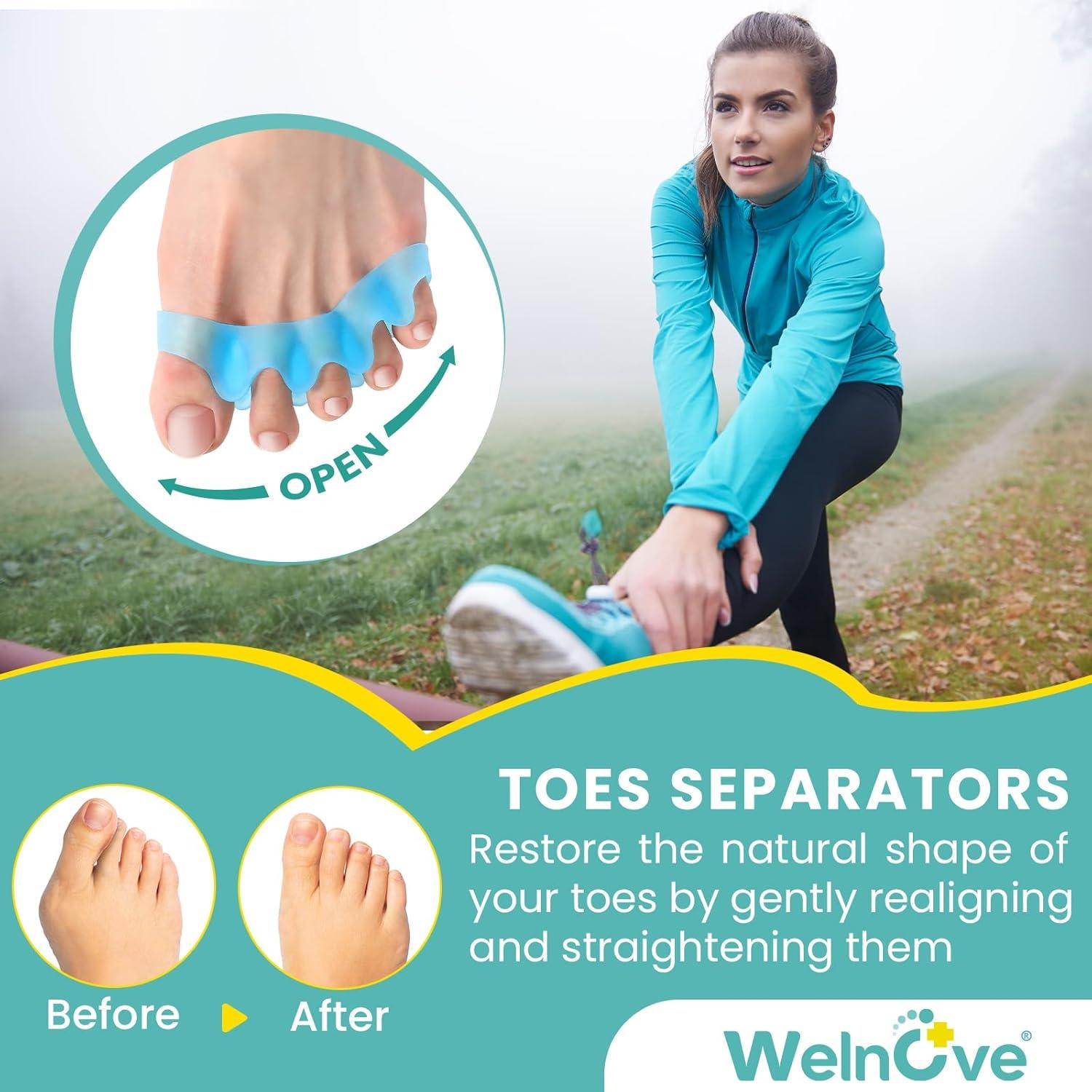 Separadores de Dedos Welnove - Corrector de Juanetes, 5 Pares