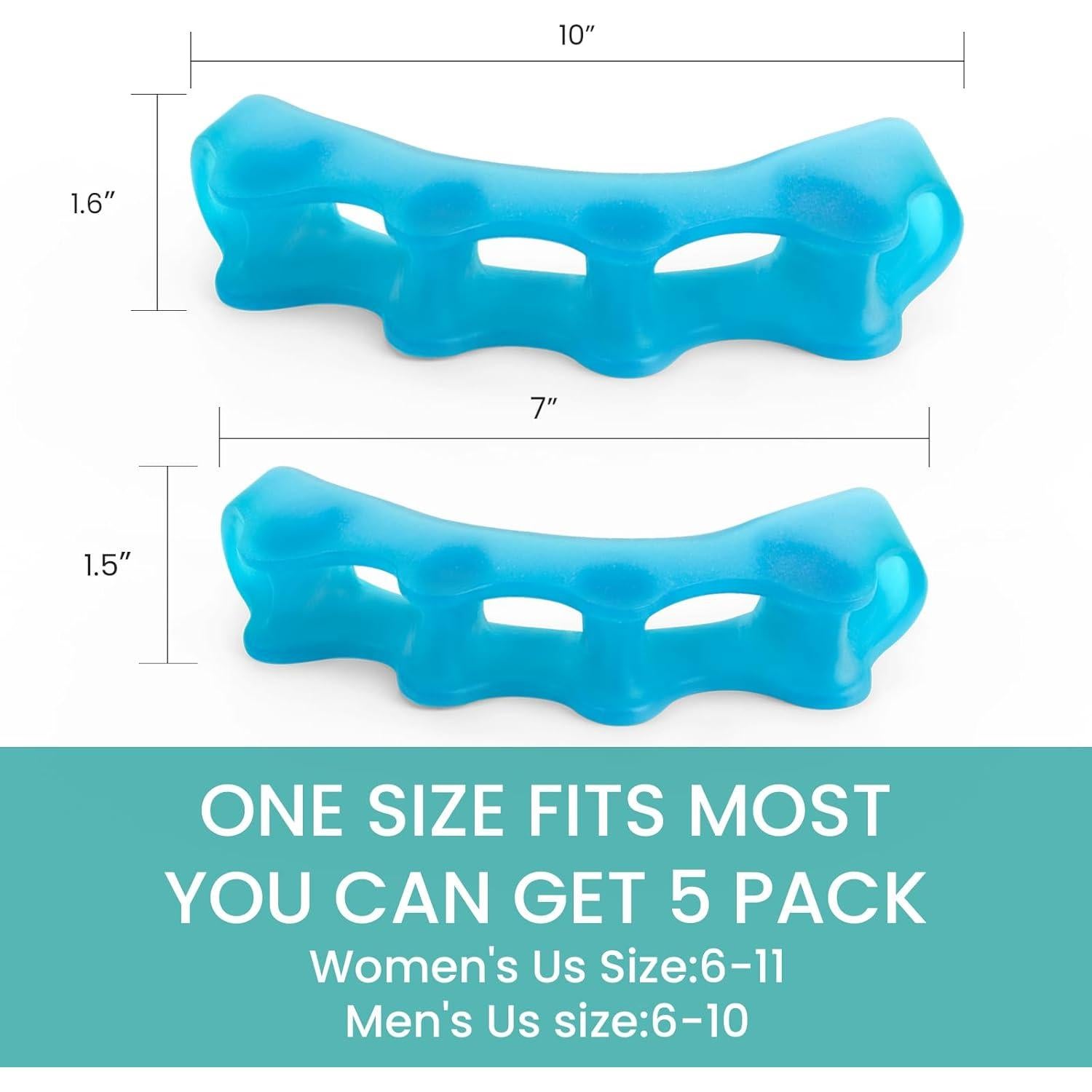 Separadores de Dedos Welnove - Corrector de Juanetes, 5 Pares