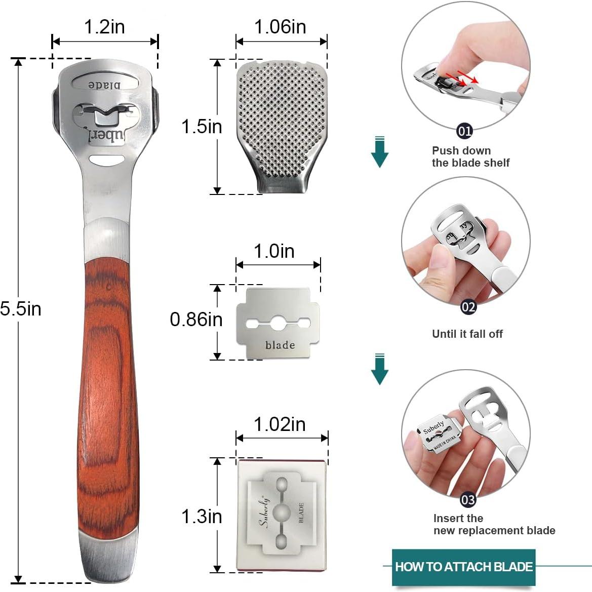 Removedor de Callos de Acero Inoxidable POQOD con 12 Piezas