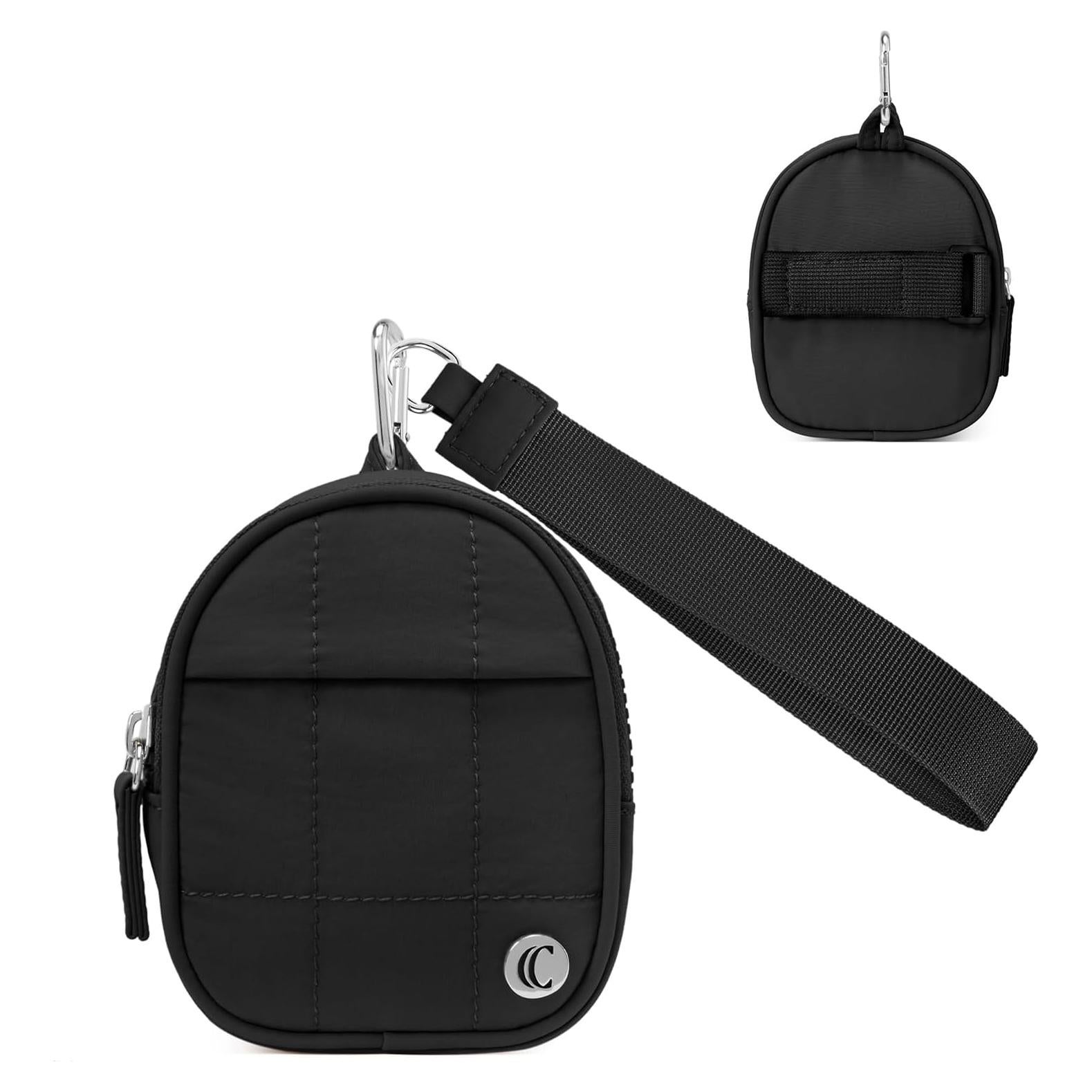 CLUCI Mini Backpack Keychain Wallet Small Change Quilted Coin Purse Cute Puffer Wristlet Pouch with 3 RFID Card Slots