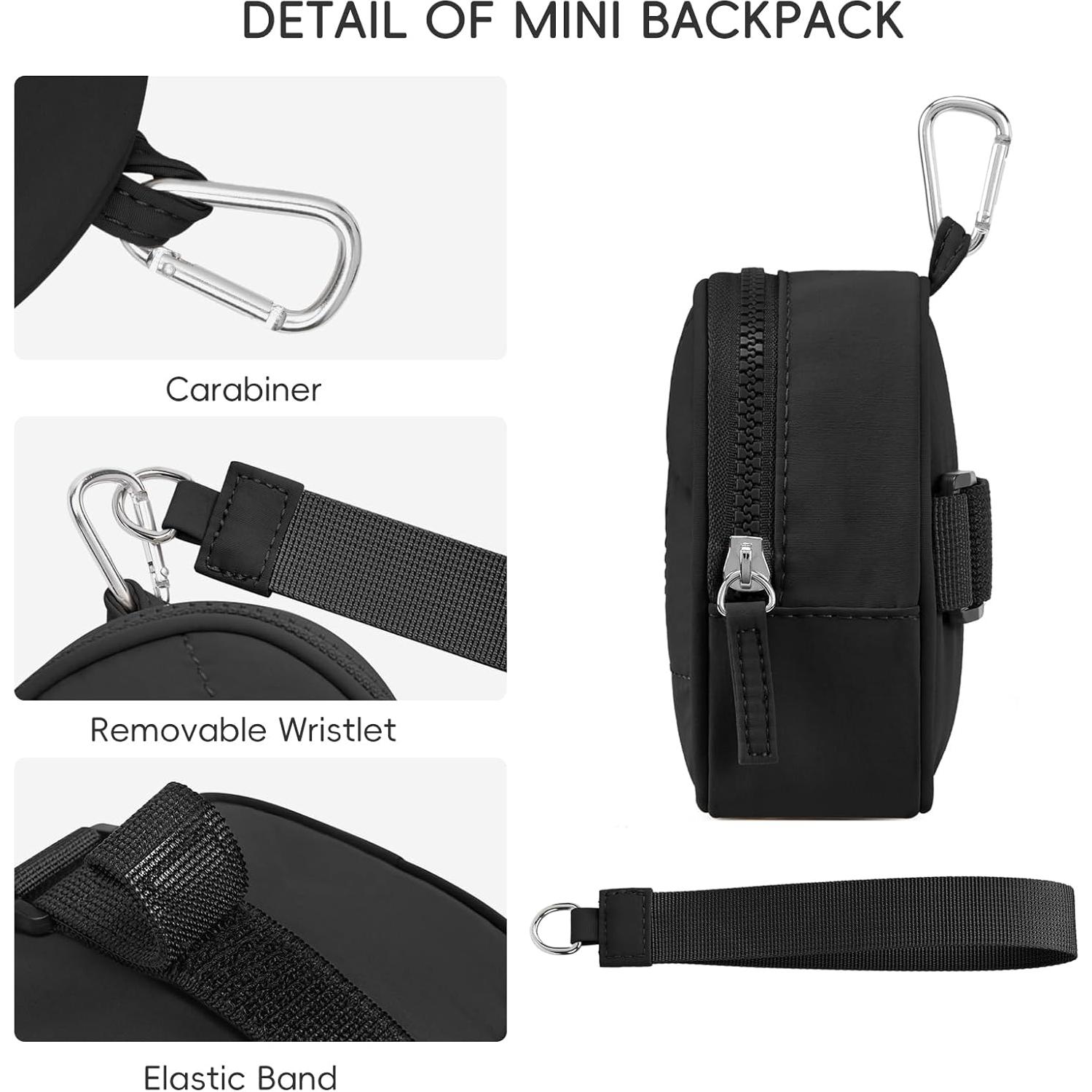 CLUCI Mini Backpack Keychain Wallet Small Change Quilted Coin Purse Cute Puffer Wristlet Pouch with 3 RFID Card Slots