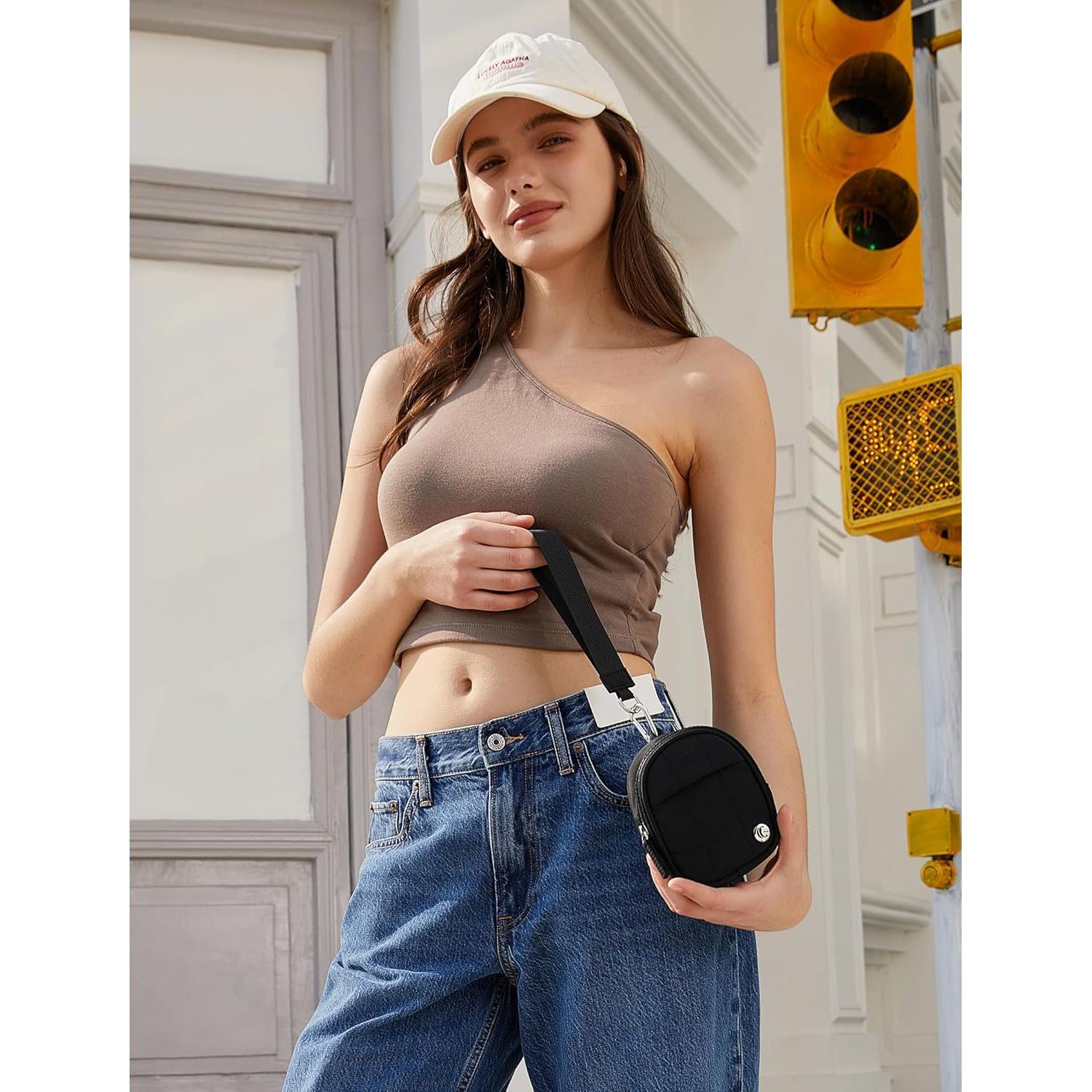 CLUCI Mini Backpack Keychain Wallet Small Change Quilted Coin Purse Cute Puffer Wristlet Pouch with 3 RFID Card Slots