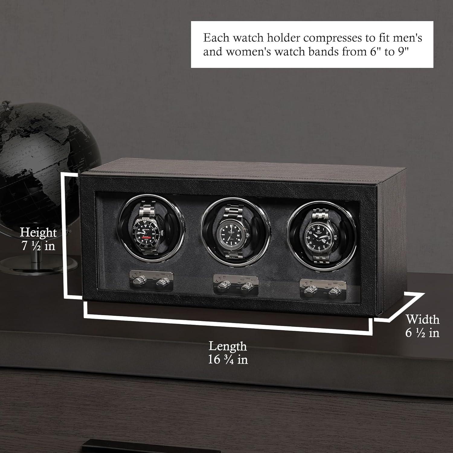 Enrollador de Relojes Automáticos ROTHWELL Triple Negro/Grey