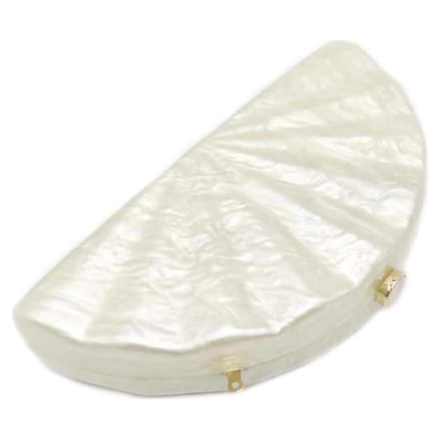 Bolso Clutch de Acrílico CUXVA en Forma de Concha Blanco Roto