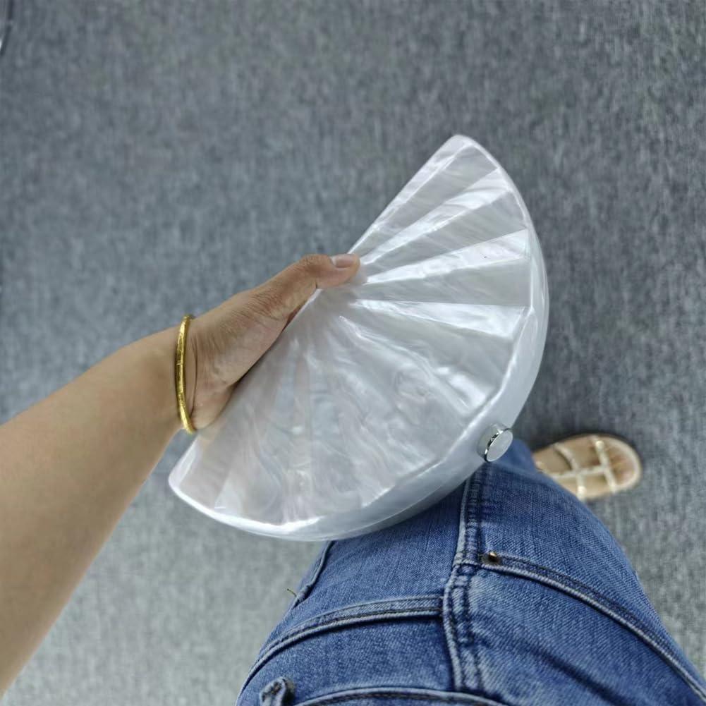 Bolso Clutch de Acrílico CUXVA en Forma de Concha Blanco Roto