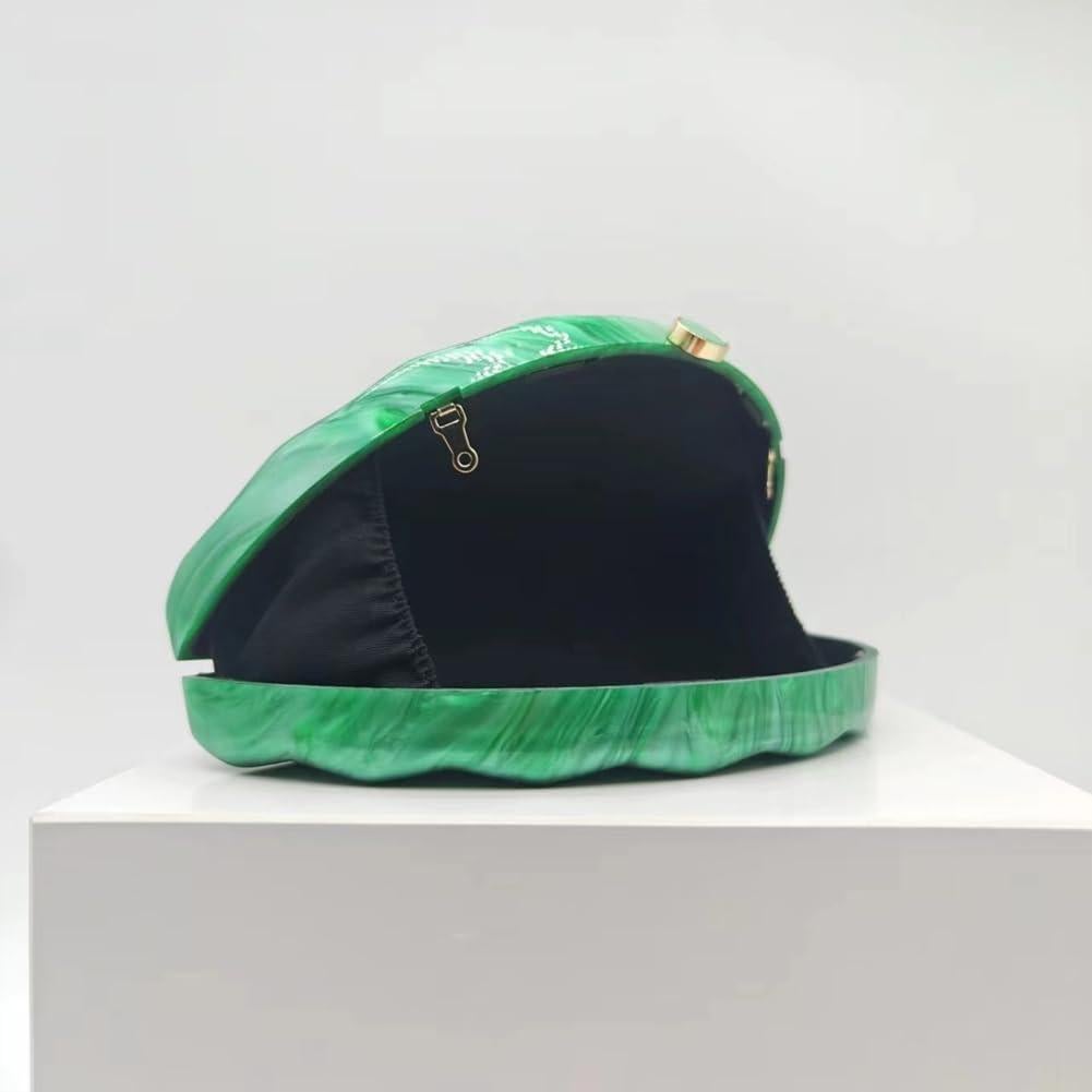 Bolso Clutch de Acrílico CUXVA en Forma de Concha Blanco Roto