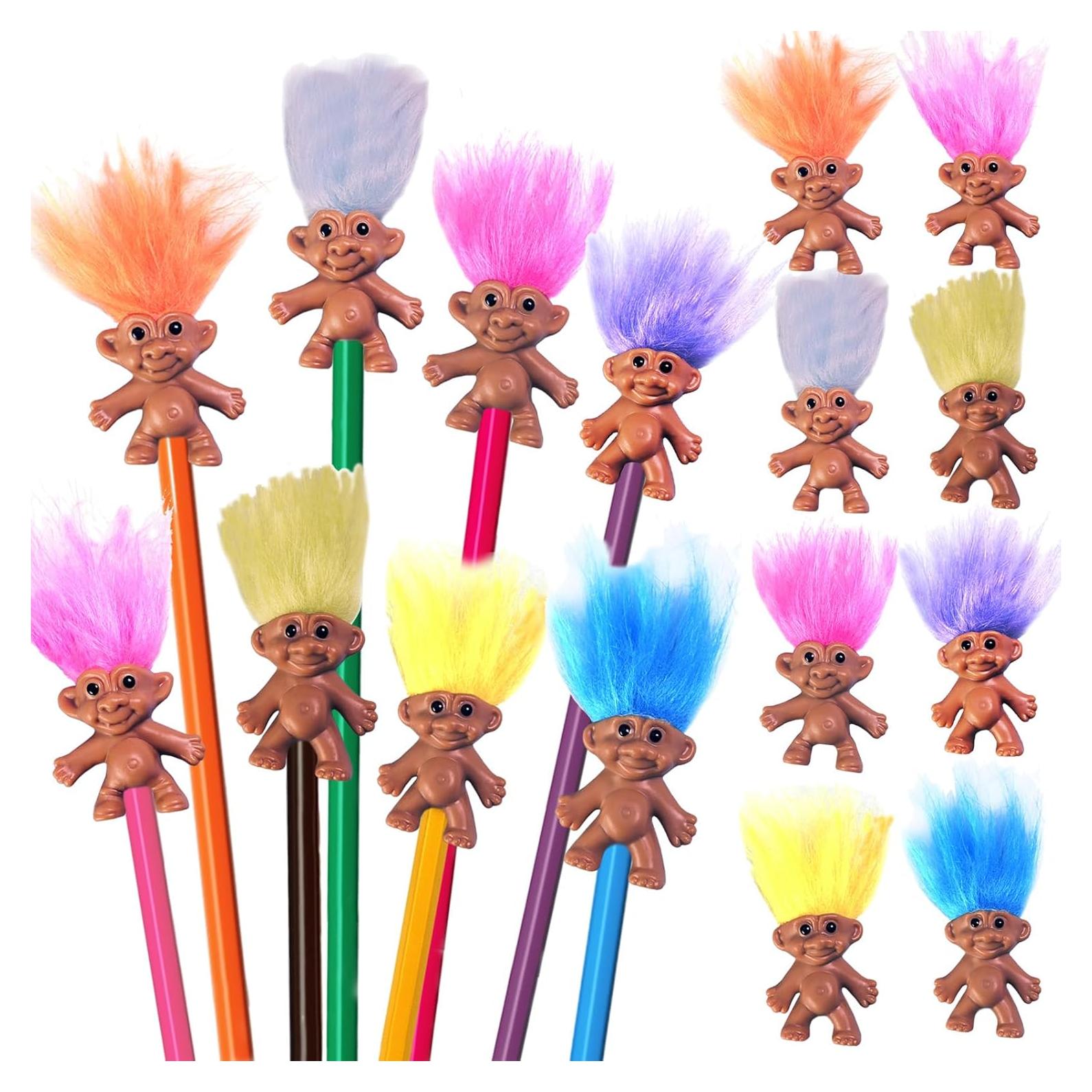 Pack 16 Toppers de Lápiz Vintage Trolls TOMZEGNA 7.1 cm