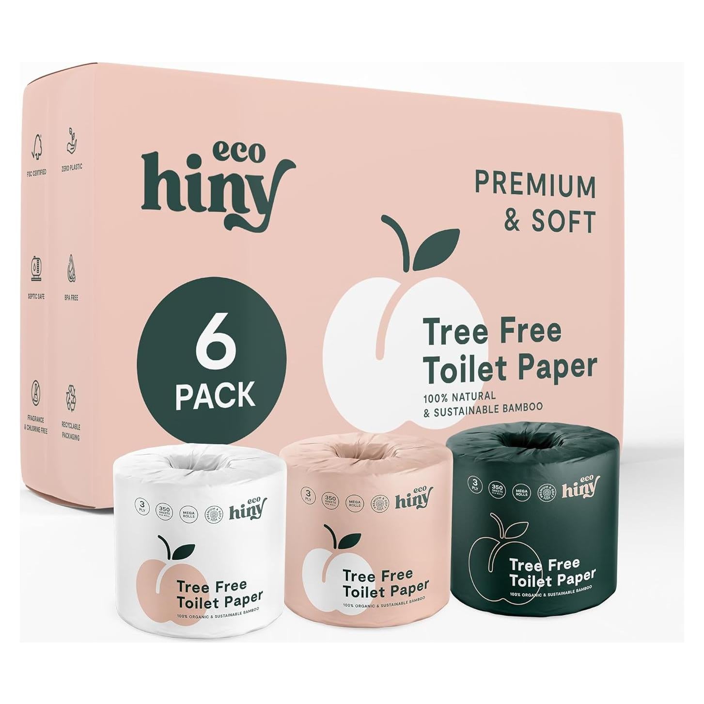 Papel Higiénico Ecológico ecoHiny de Bambú 6 Rollos 3 Capas