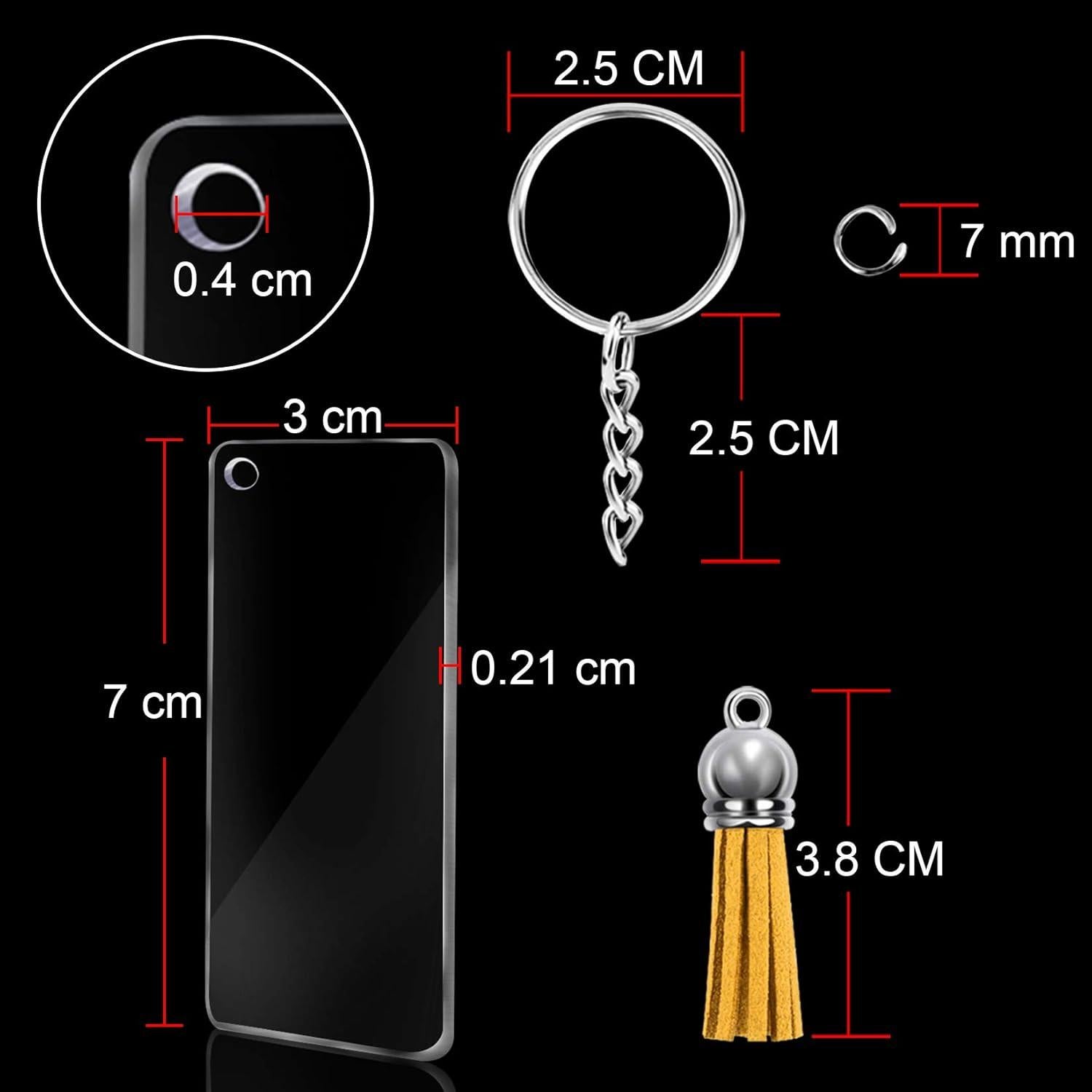 Juego de Llaveros Acrílicos Duufin 120 Pcs con Borlas