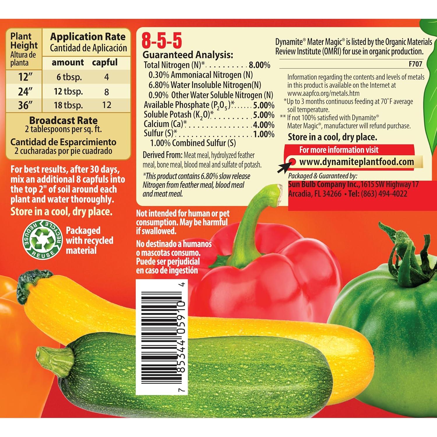 Fertilizante Orgánico Dynamite Mater Magic 0.305 kg para Tomates