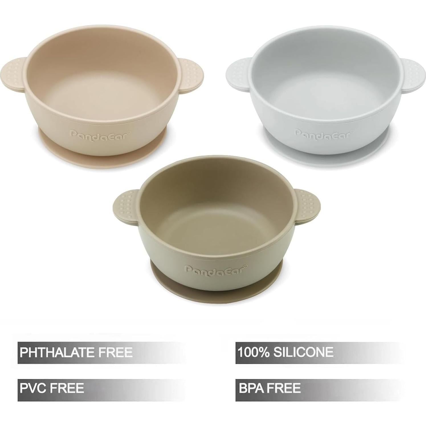 Tazones de Silicona Antideslizantes PandaEar 3 Piezas 284g