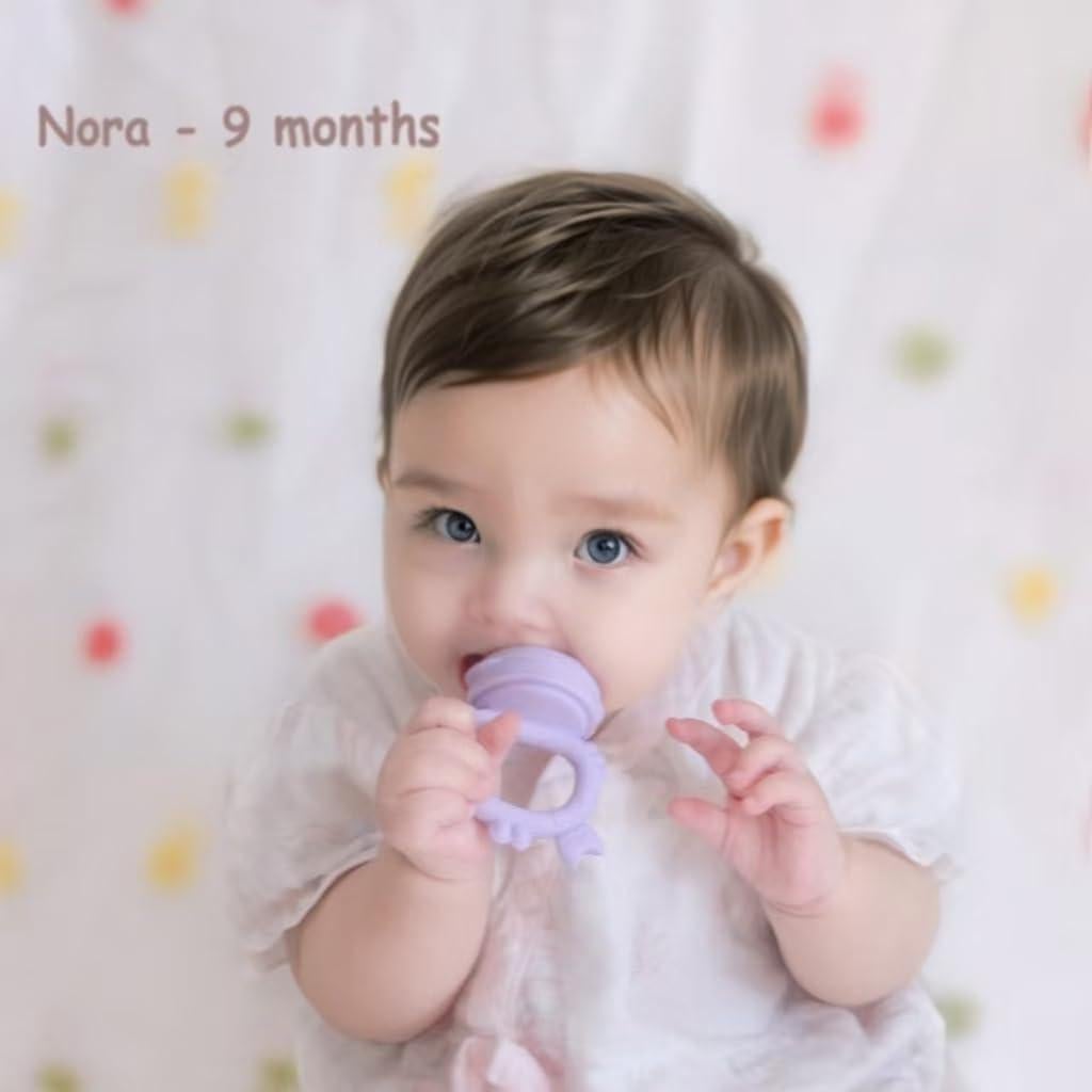 Ginbear Baby Fruit Food Feeder & Popsicle Molds Combo (Set of 2), Silicone Teething Feeders with Freezer Tray for Infants 4 Months+ (Dark Sage/Ivory)