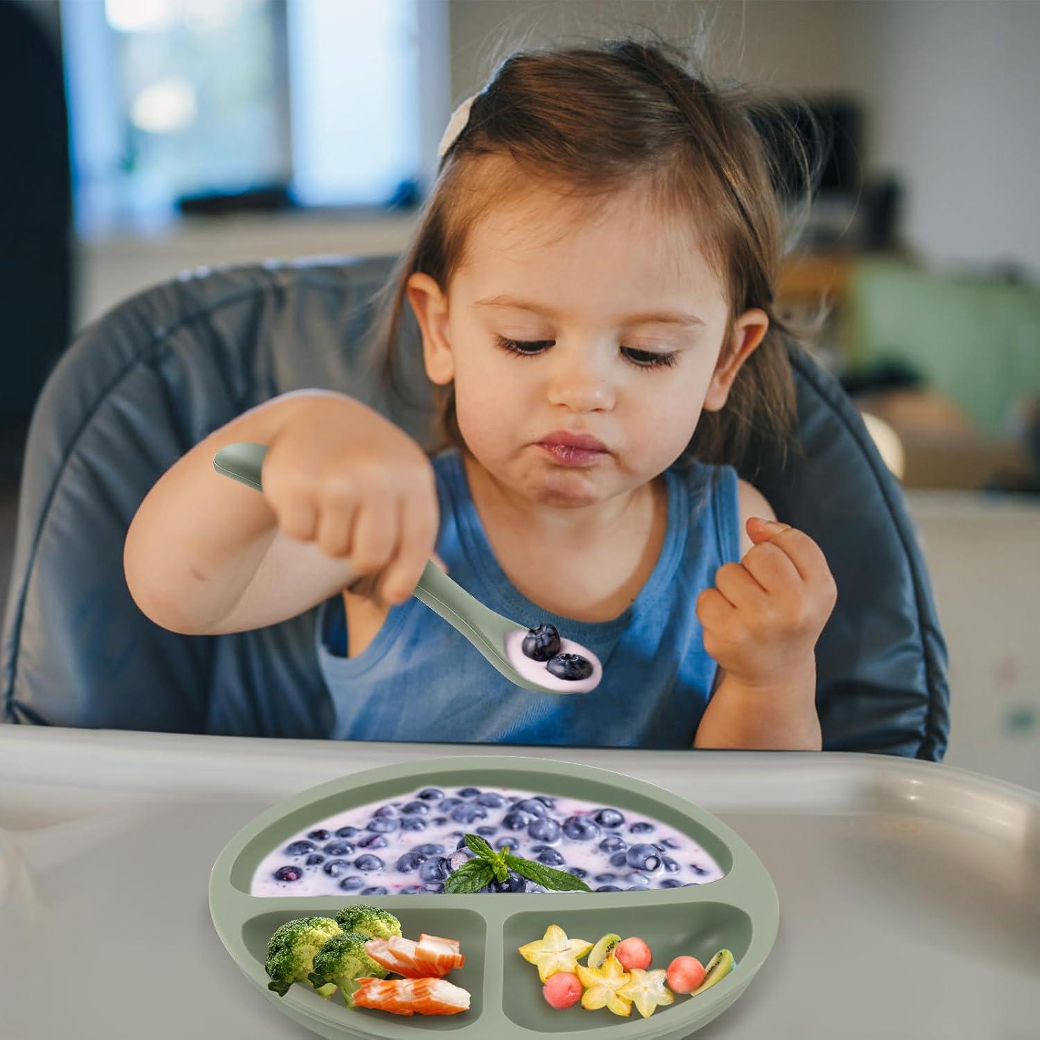 Cucharas de Silicona para Bebé Eascrozn - 6 Piezas, Apta para Lavavajillas