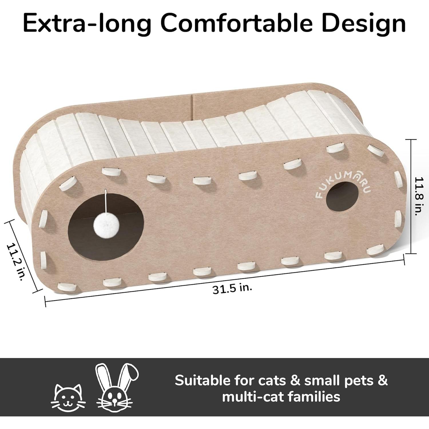 Cama para Gatos FUKUMARU Beige 80 cm Cueva Extra Grande