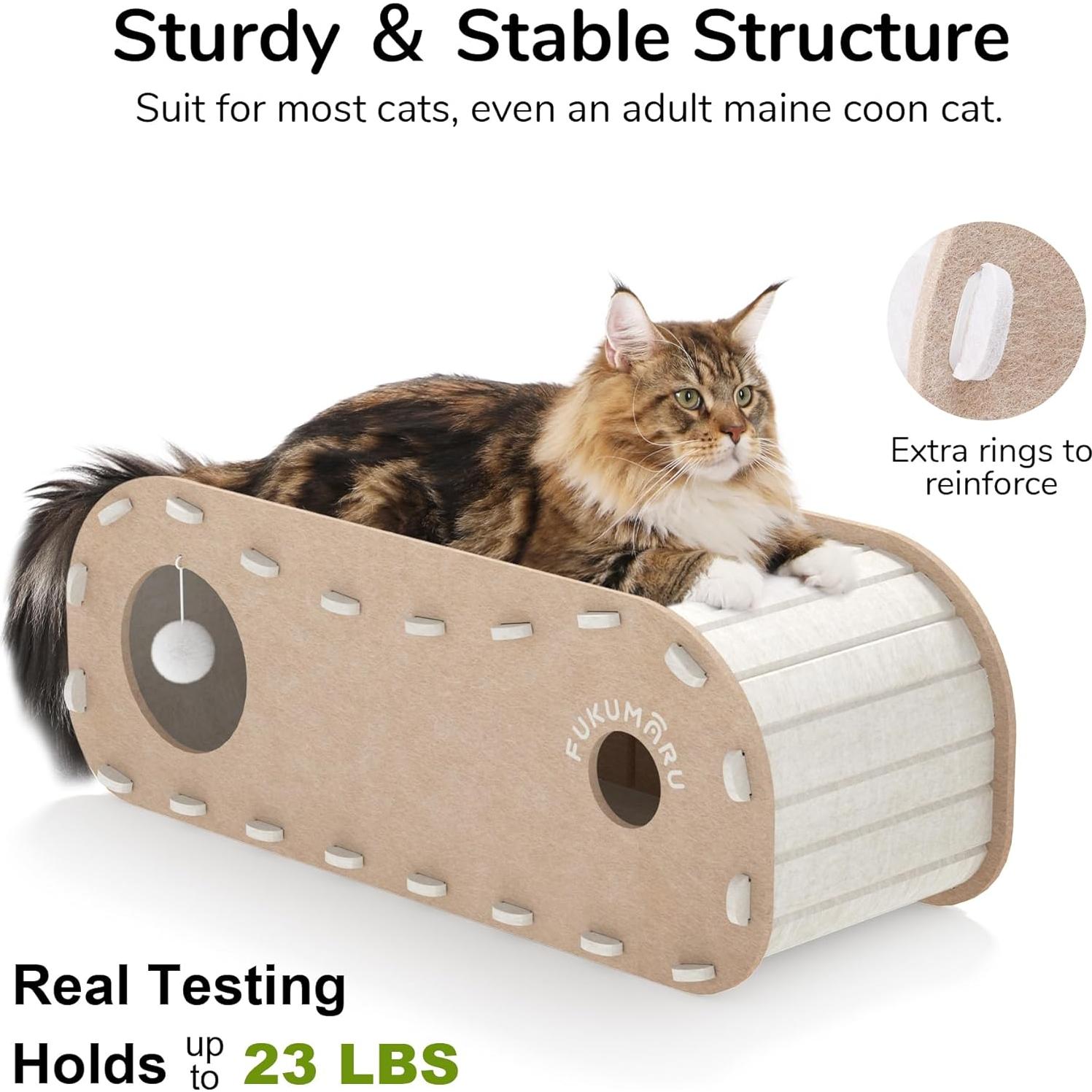 Cama para Gatos FUKUMARU Beige 80 cm Cueva Extra Grande