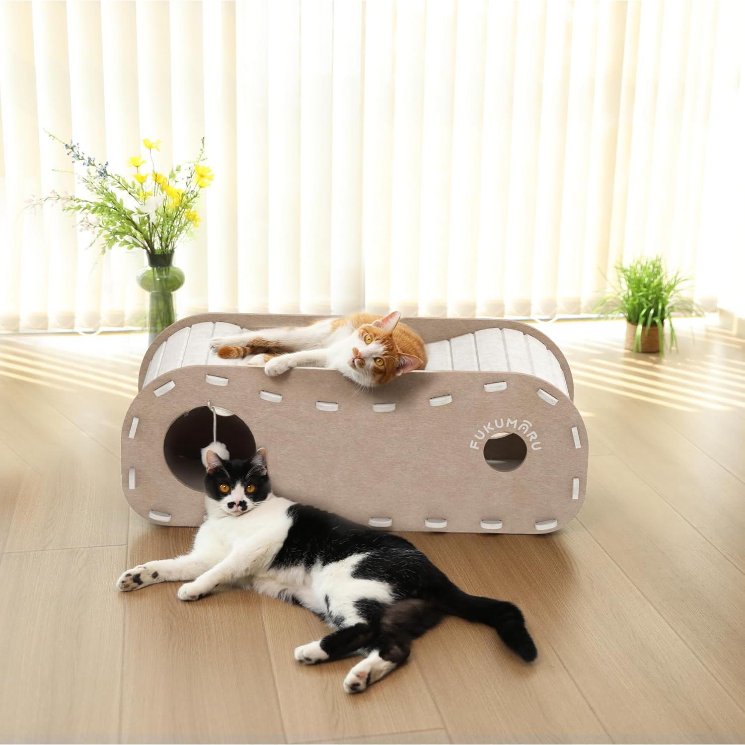 Cama para Gatos FUKUMARU Beige 80 cm Cueva Extra Grande