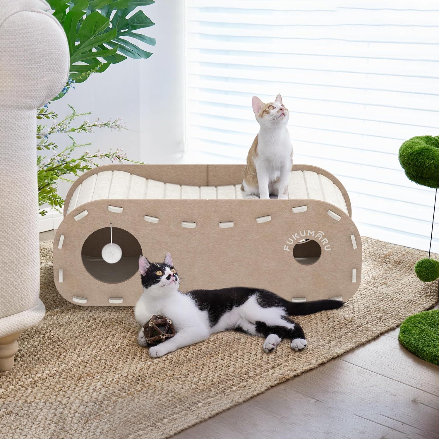 Cama para Gatos FUKUMARU Beige 80 cm Cueva Extra Grande