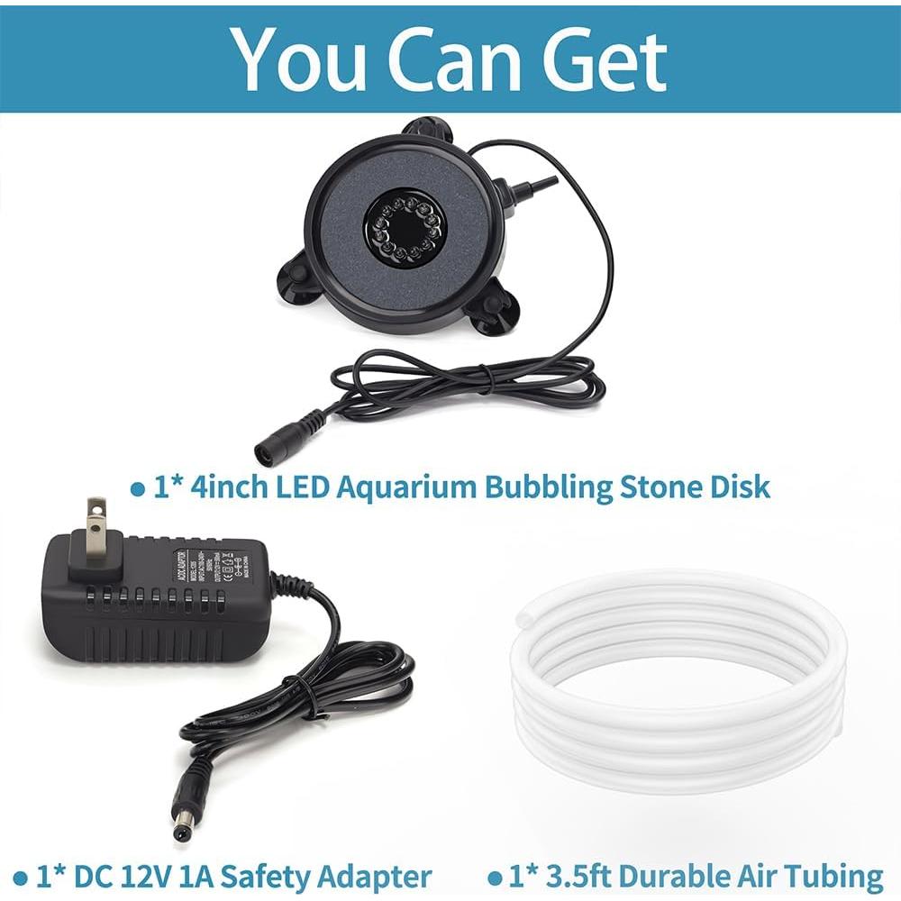 Disco Burbujeante LED para Acuario DaToo 10.4cm Multicolor