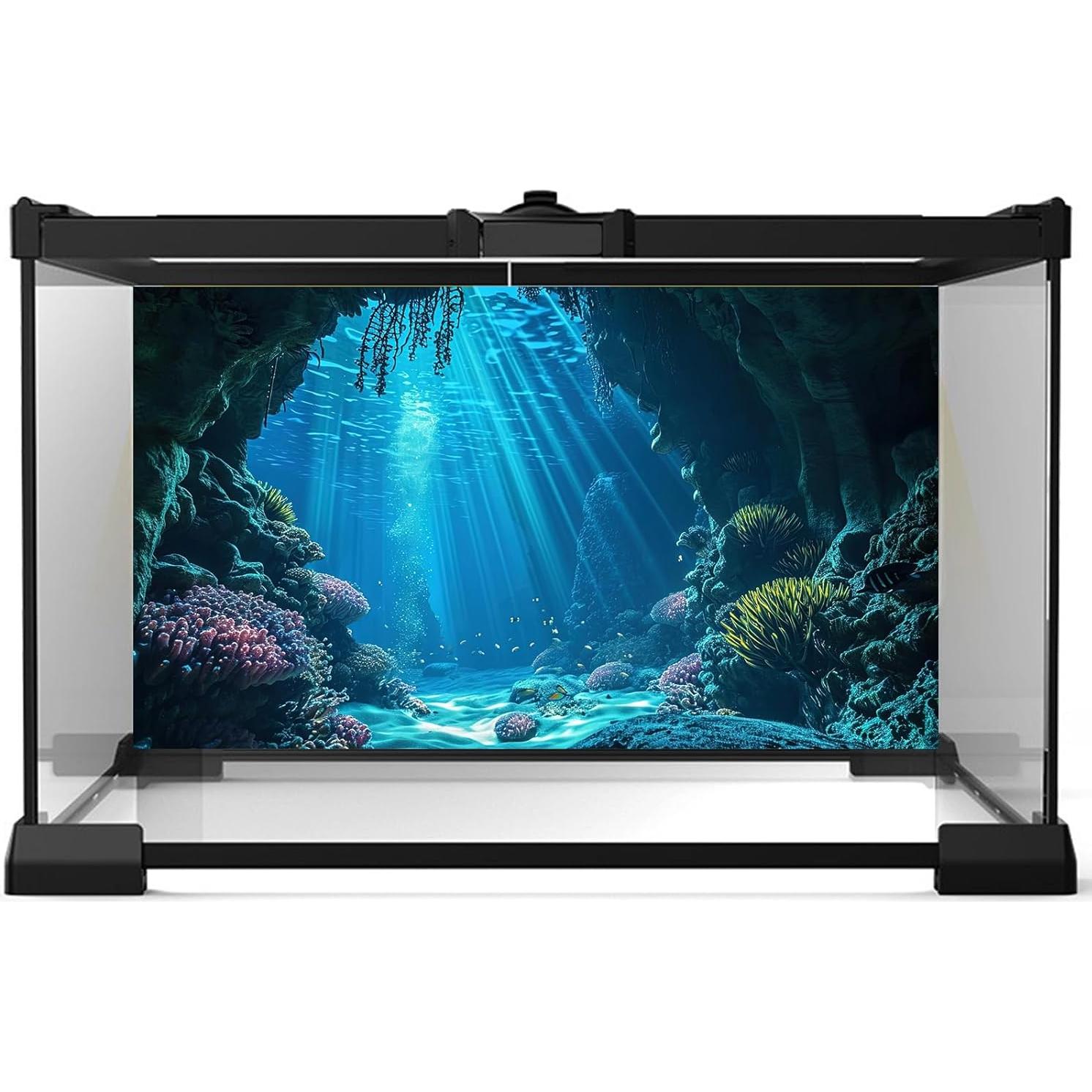 Fondo de Acuario Riivvdise 60x30cm Cueva Tropical Corales