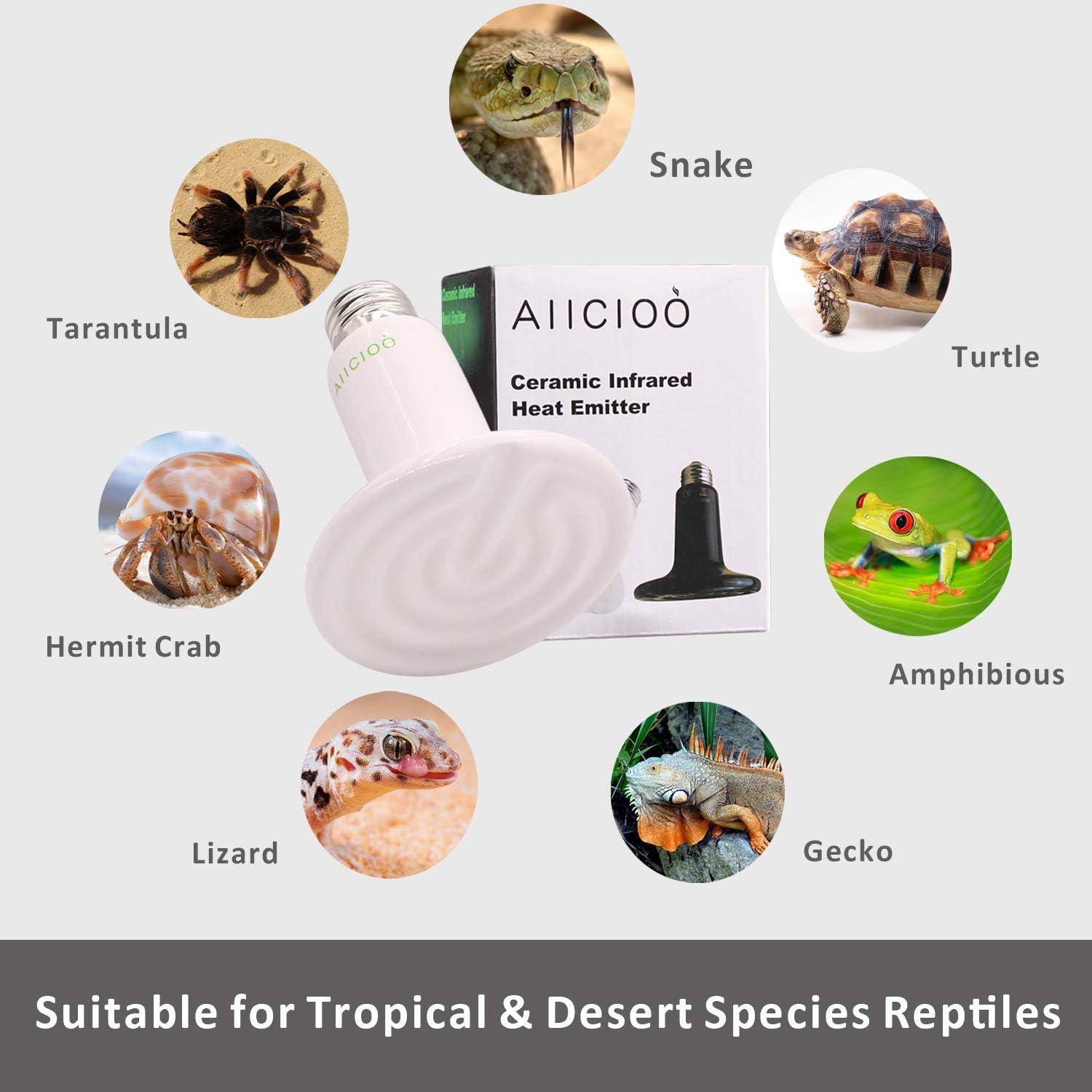 Bombilla de Calor Cerámica AIICIOO 60W para Reptiles 110V