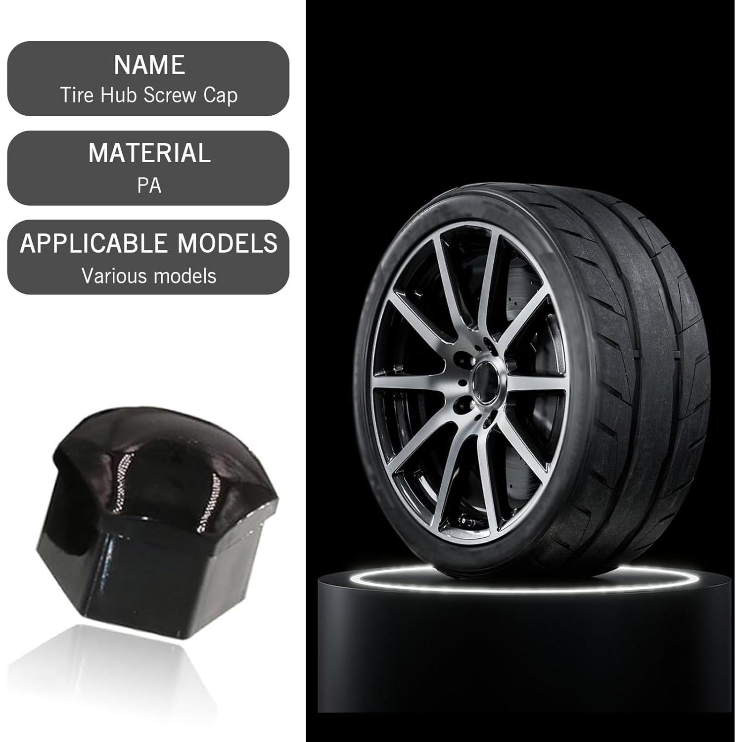 Pack 21 Tapas de Tornillo de Neumático Getfay 21mm Negro