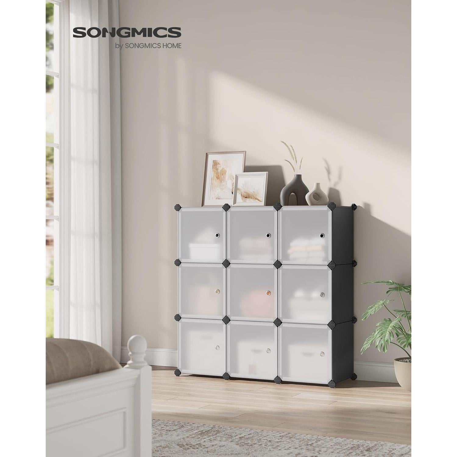 Organizador de Almacenamiento SONGMICS 9 Cubos Plástico Negro y Blanco