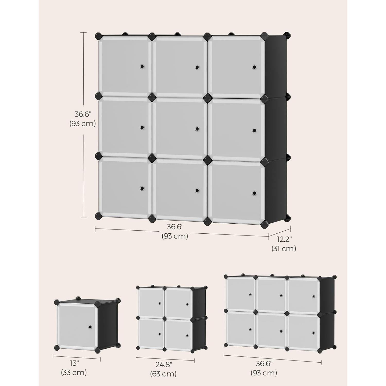 Organizador de Almacenamiento SONGMICS 9 Cubos Plástico Negro y Blanco