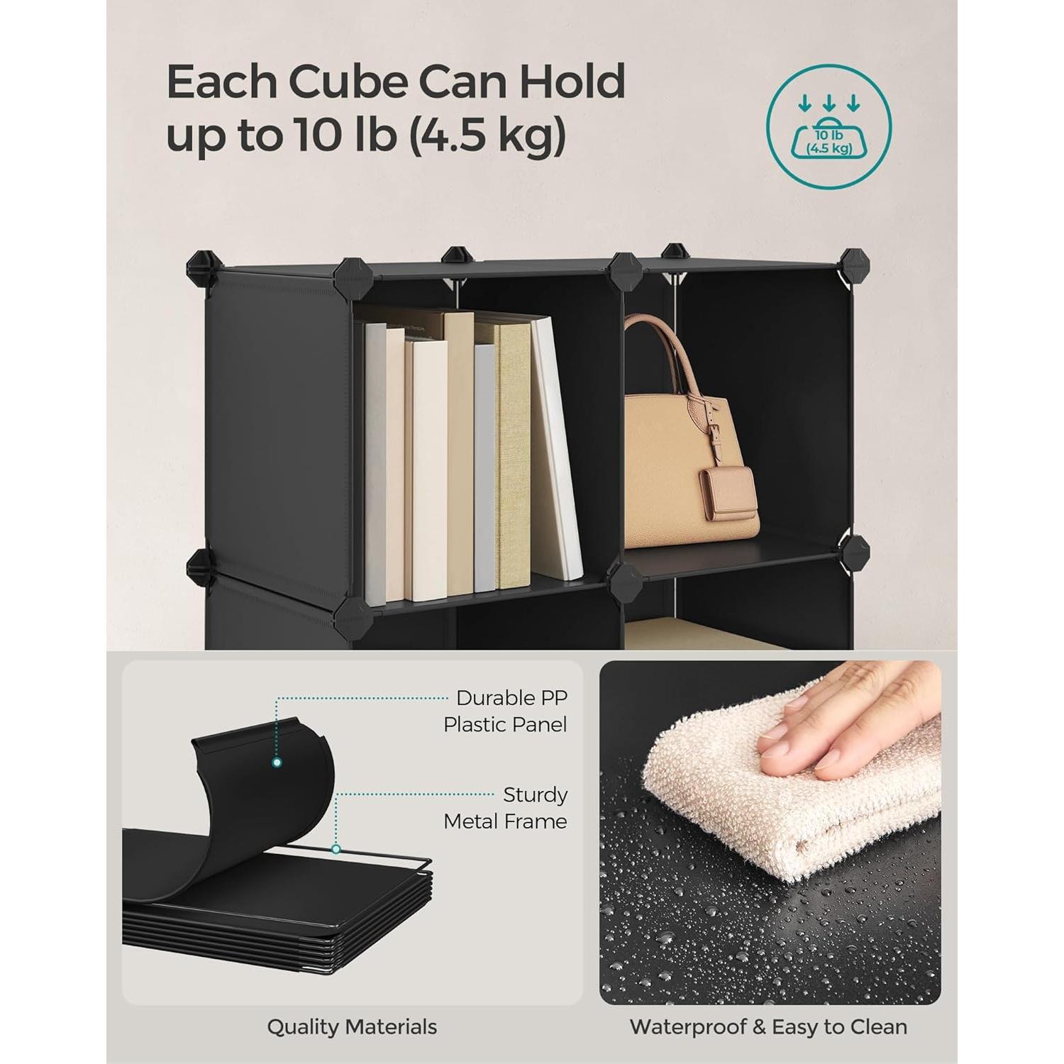 Organizador de Almacenamiento SONGMICS 9 Cubos Plástico Negro y Blanco