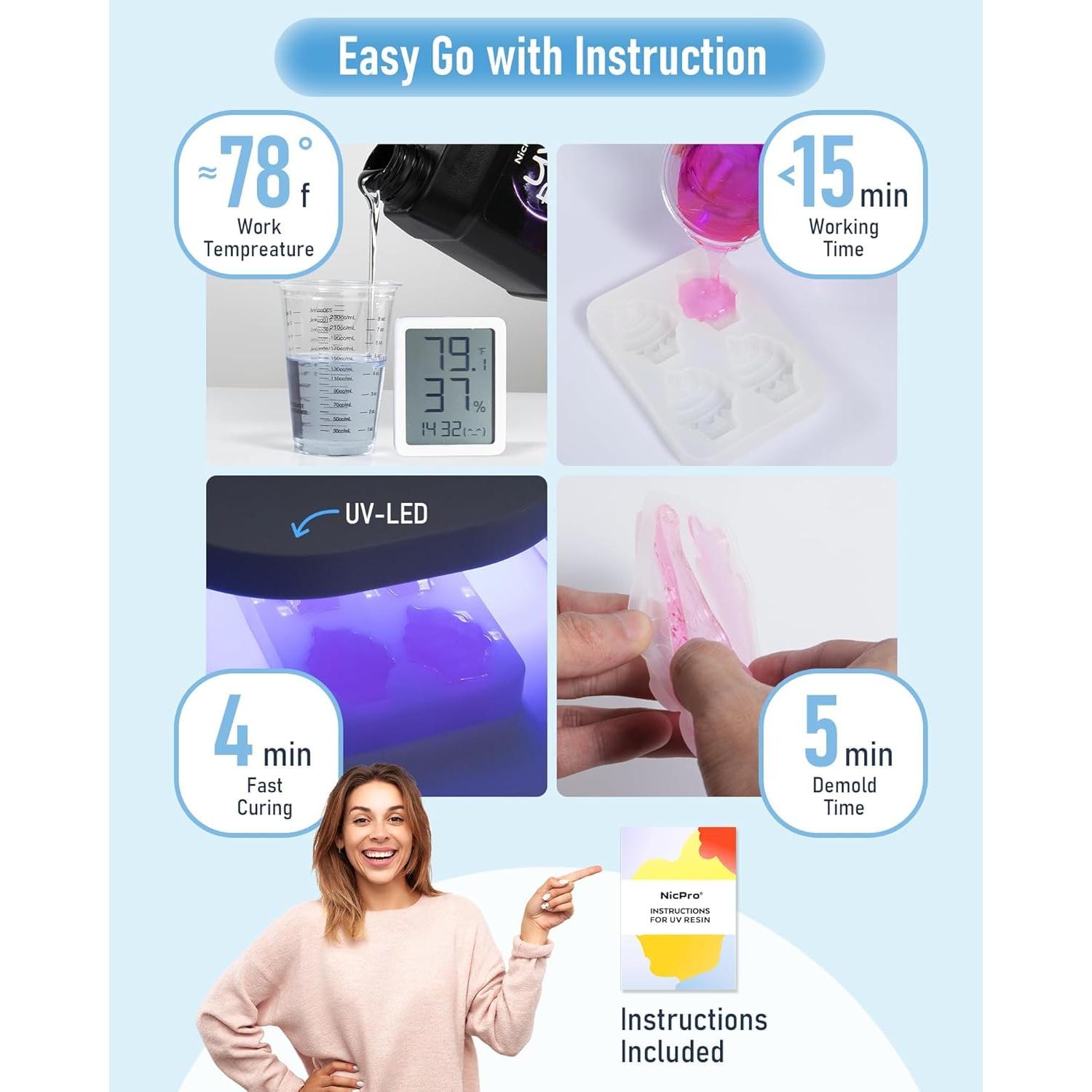 Kit de Resina UV Nicpro 200g - Pegamento Cristal Claro