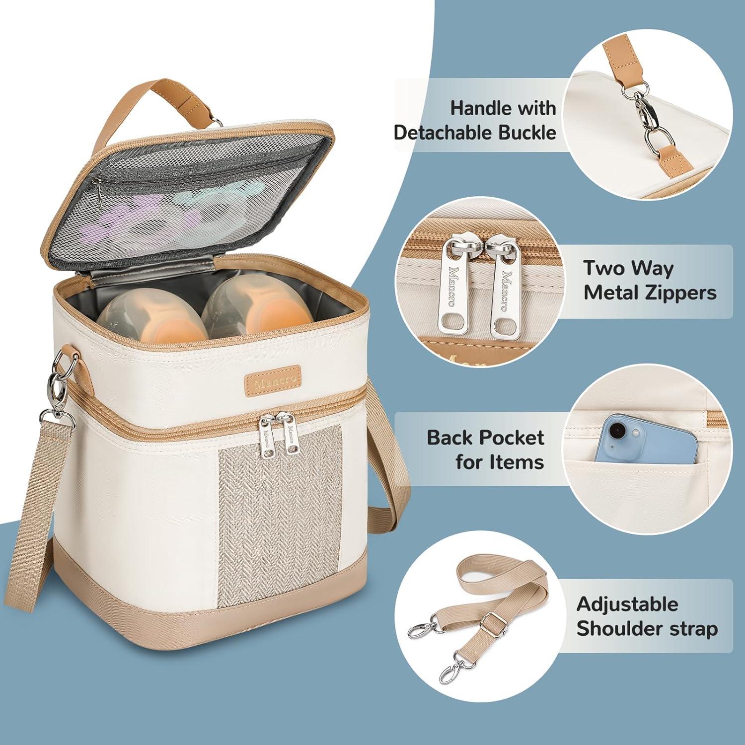 Bolsa de Enfriamiento de Leche Materna Mancro Beige - Aislada, 6 Biberones