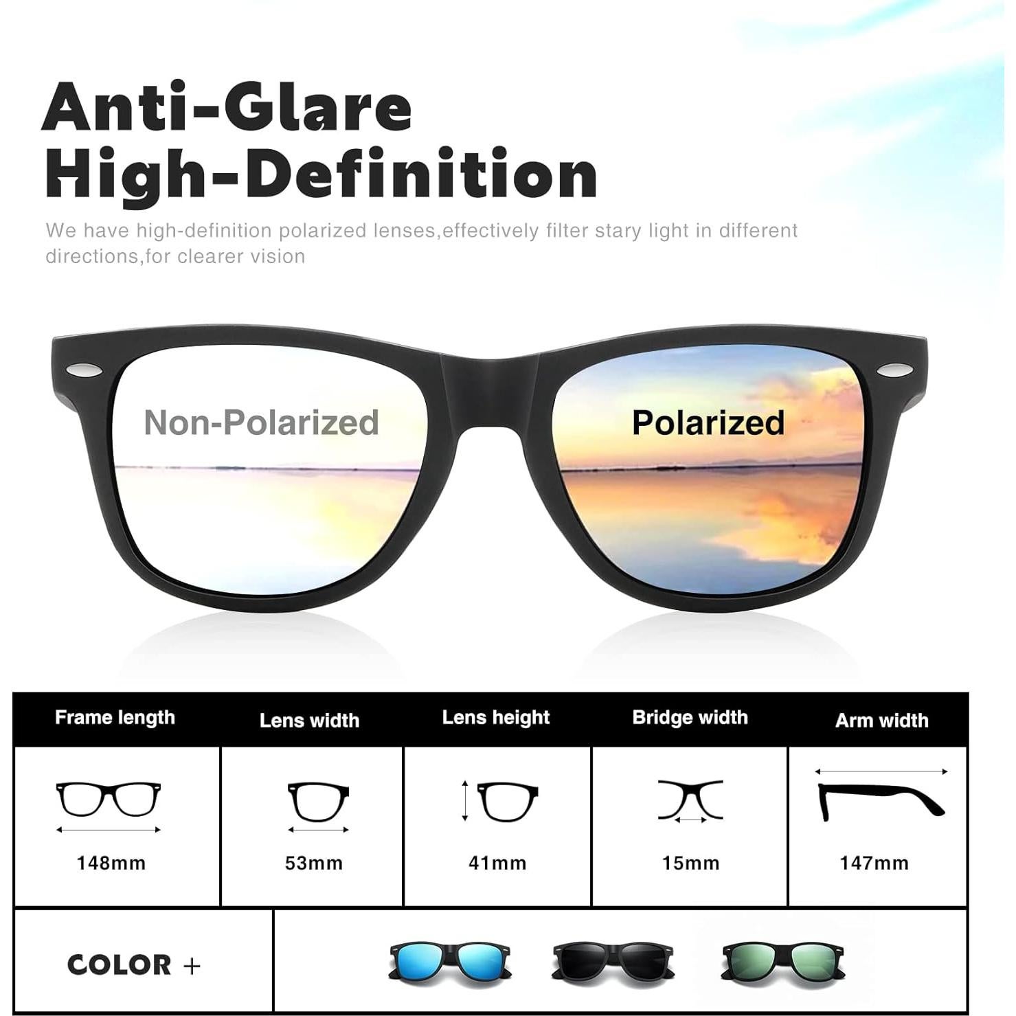 Gafas de sol polarizadas DEMIKOS unisex UV400 espejo 53mm