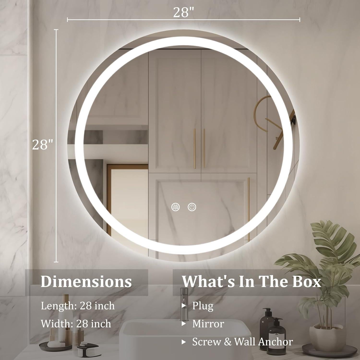 Espejo de Baño LED WallBeyond 71 cm Redondo Anti-vaho