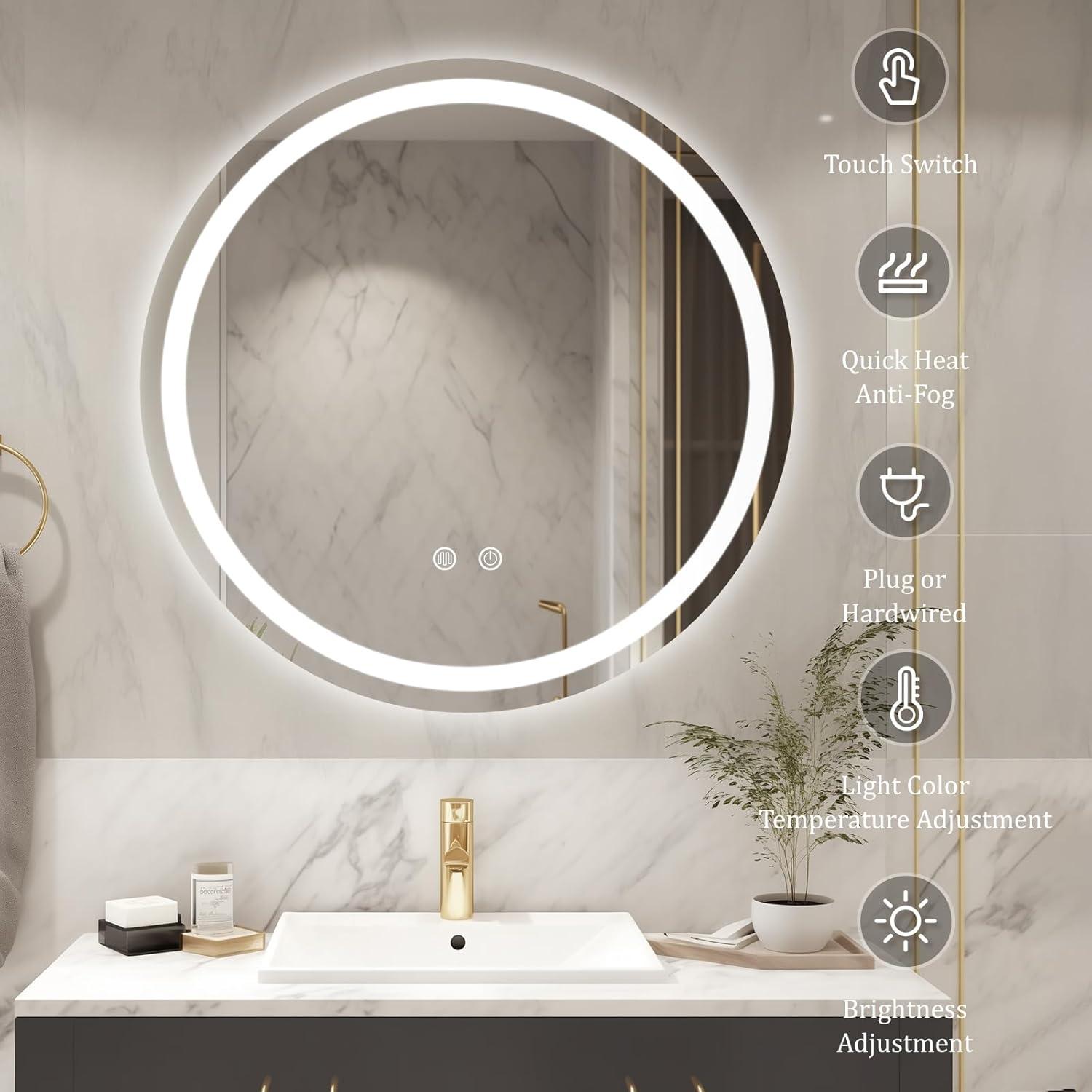 Espejo de Baño LED WallBeyond 71 cm Redondo Anti-vaho