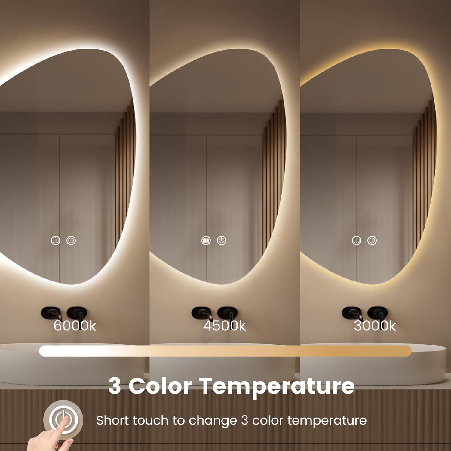 Espejo de baño LED WallBeyond 61x48 cm regulable anti-vaho