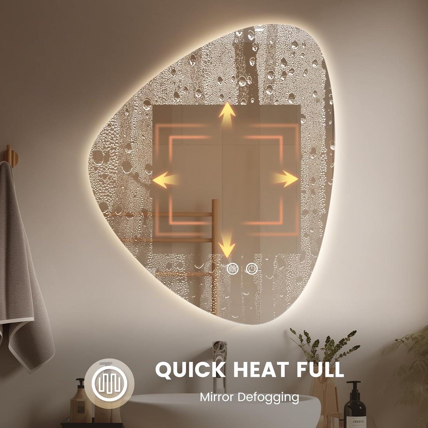 Espejo de baño LED WallBeyond 61x48 cm regulable anti-vaho