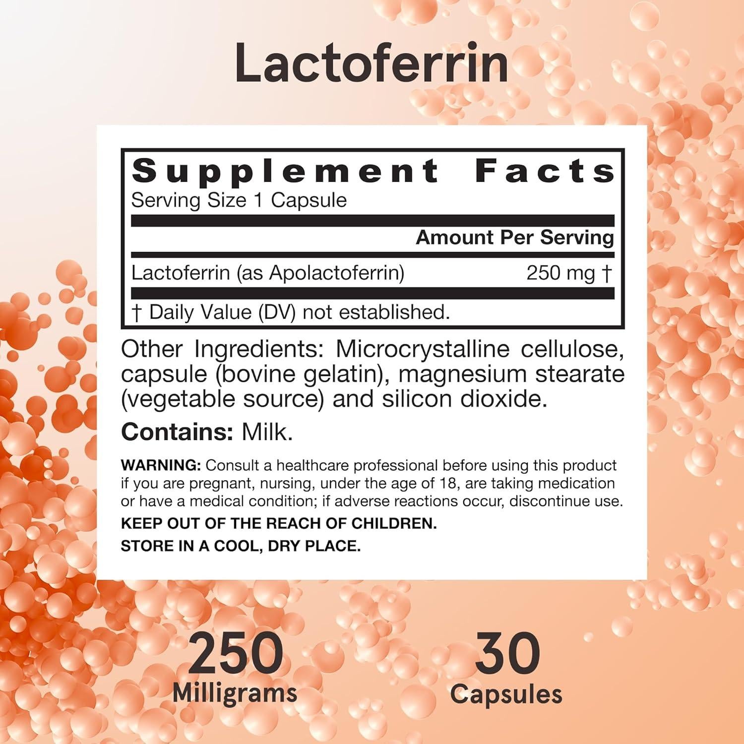 Lactoferrina Liofilizada Jarrow Formulas 250 mg - 30 Cápsulas