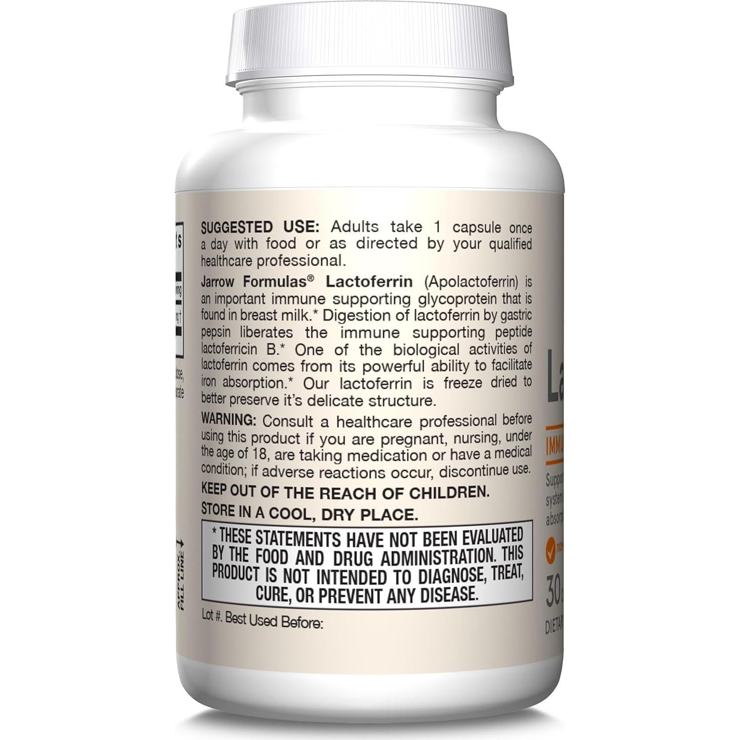 Lactoferrina Liofilizada Jarrow Formulas 250 mg - 30 Cápsulas