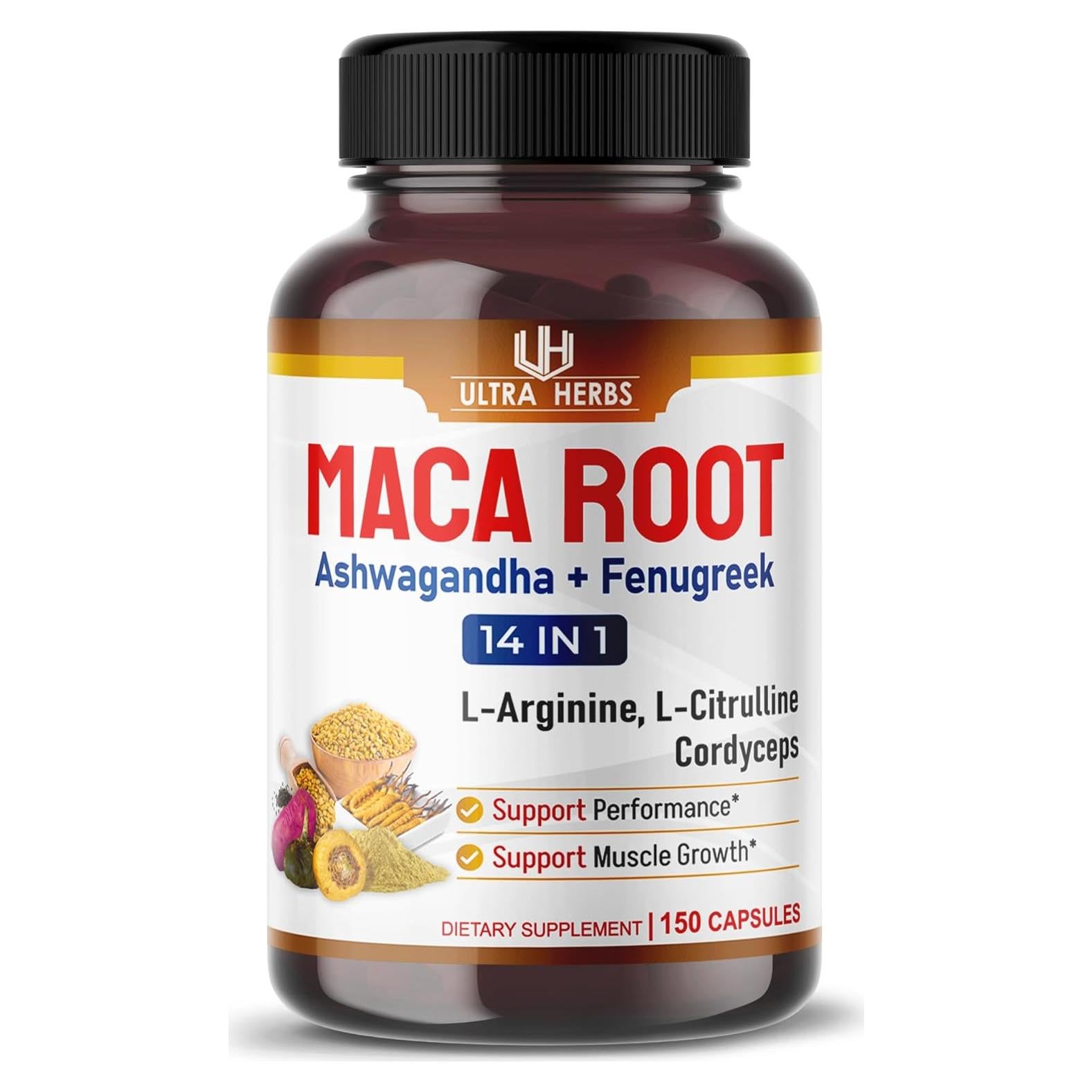 Cápsulas de Raíz de Maca Orgánica Ultra Herbs 150 Unidades