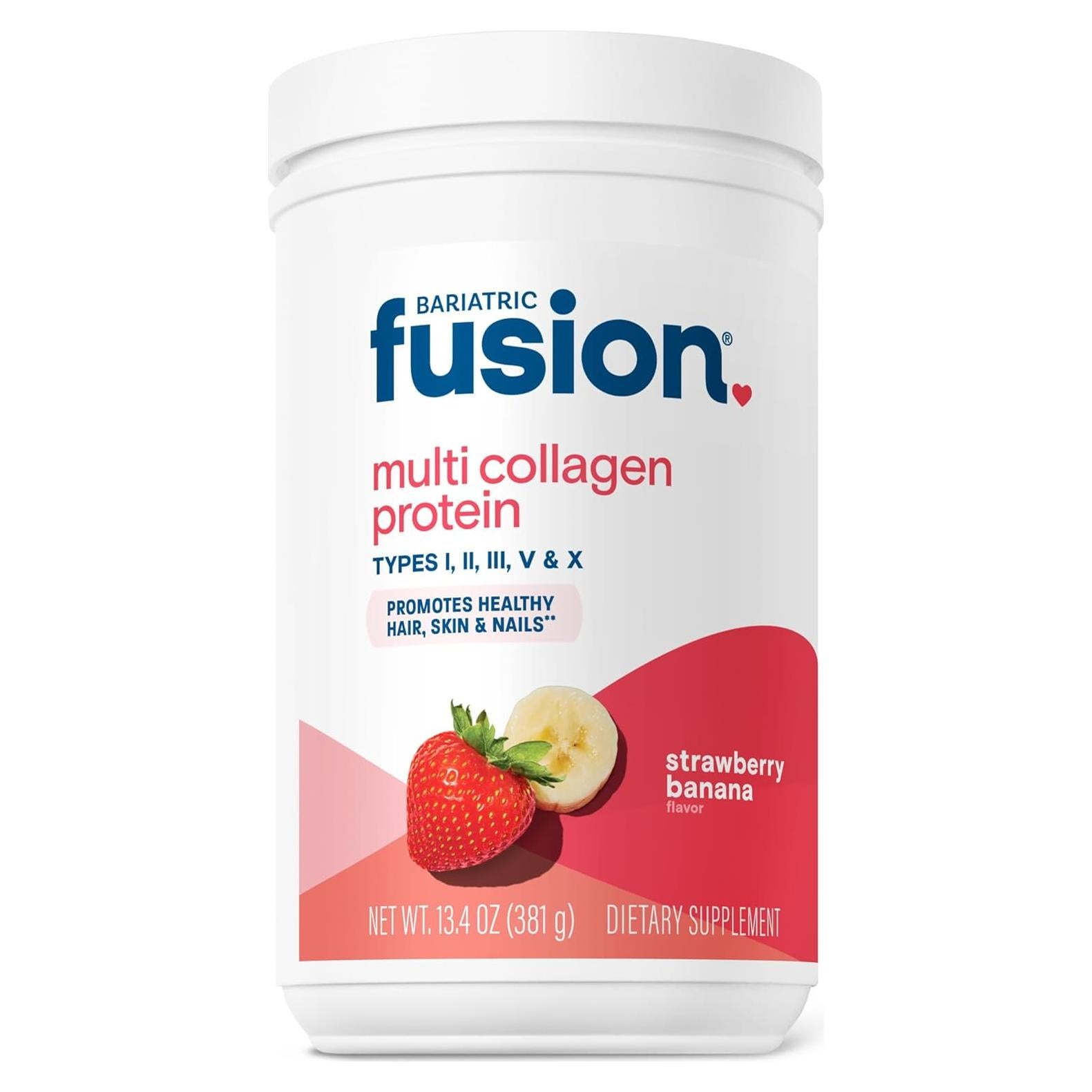 Polvo de Proteína de Colágeno Múltiple Bariatric Fusion 30 Porciones Sabor Fresa y Plátano