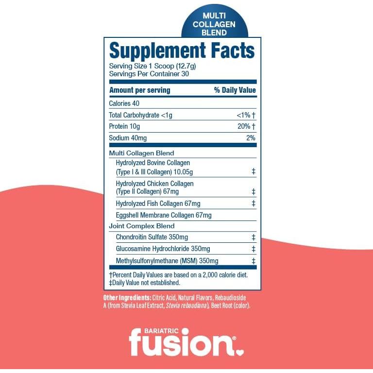 Polvo de Proteína de Colágeno Múltiple Bariatric Fusion 30 Porciones Sabor Fresa y Plátano